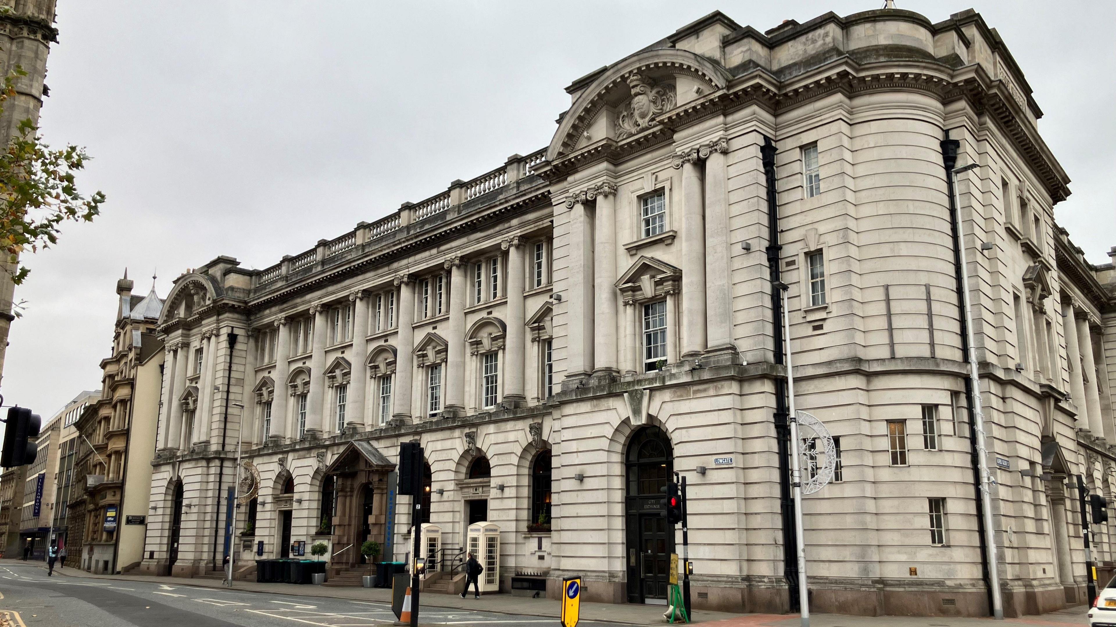 The grand, stone, Grade II listed building which forms the City Exchange flats