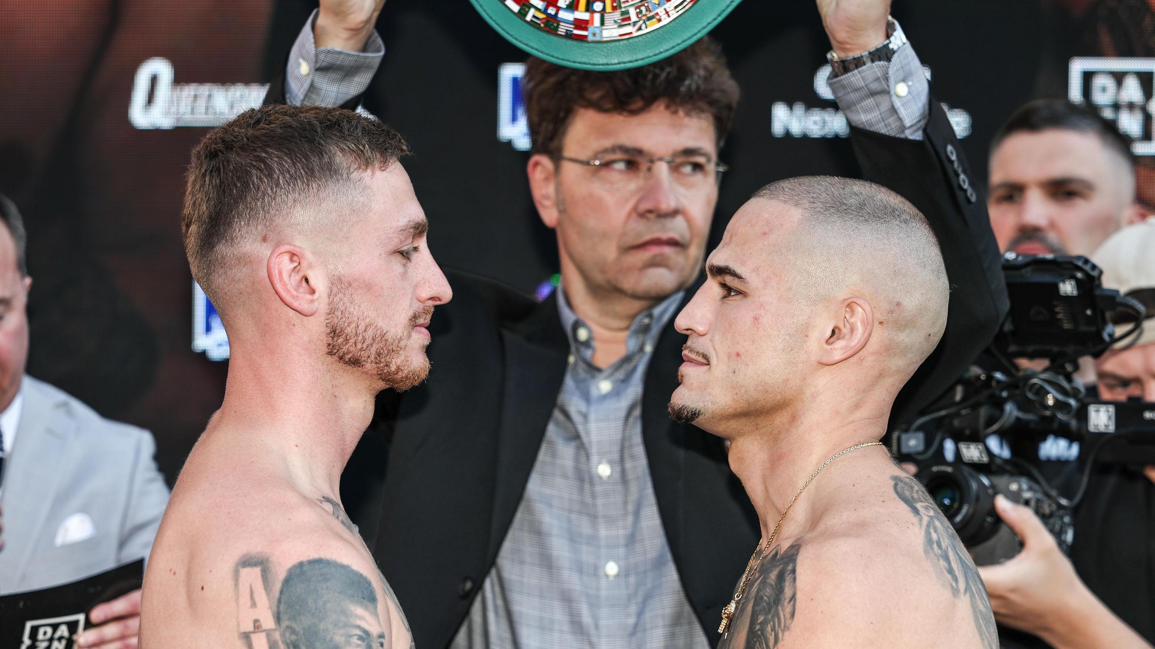 Ryan Garner and Michael Magnesi face-off after their weigh-in for their fight