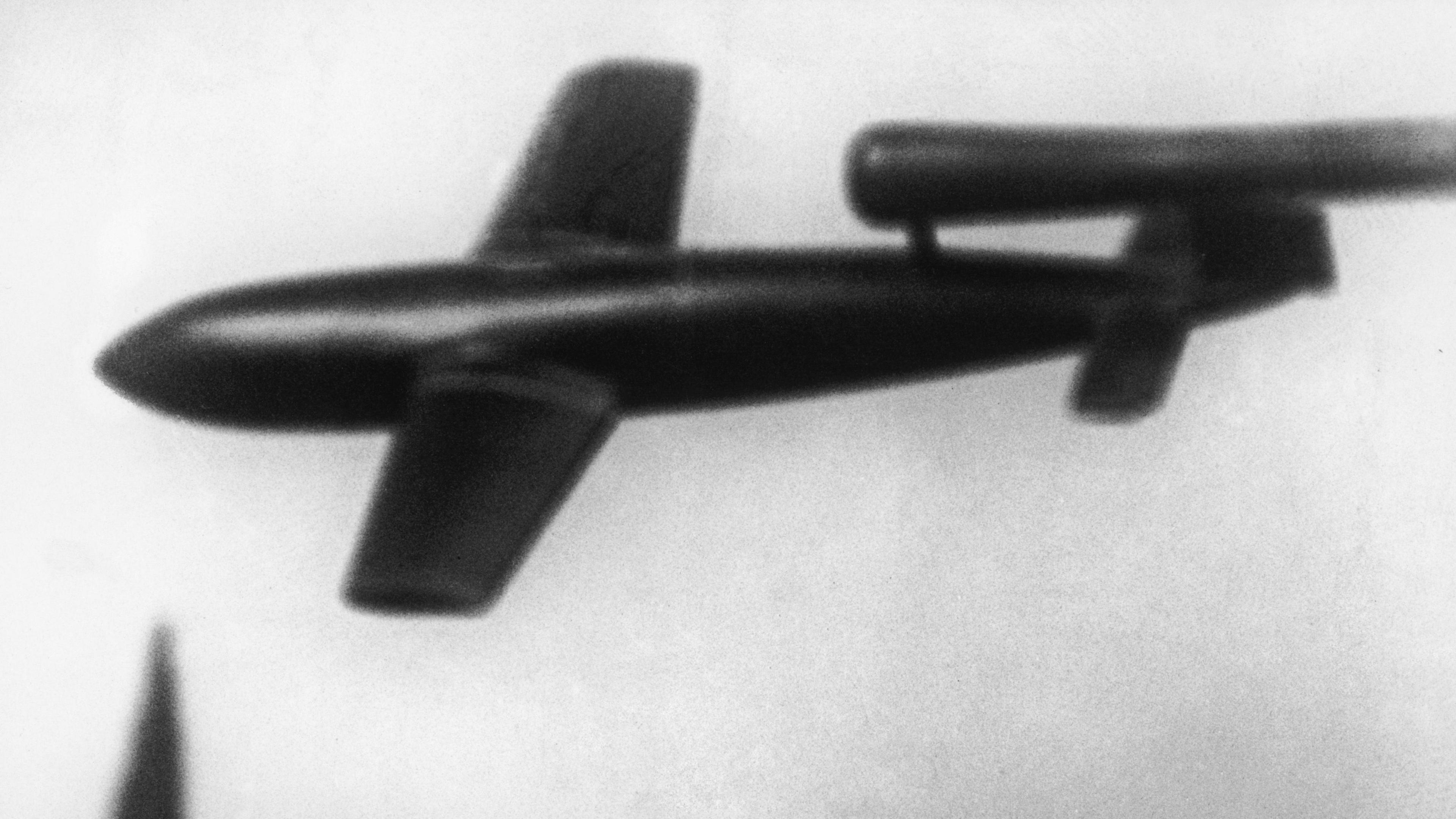 V1 or Doodlebug rocket in flight