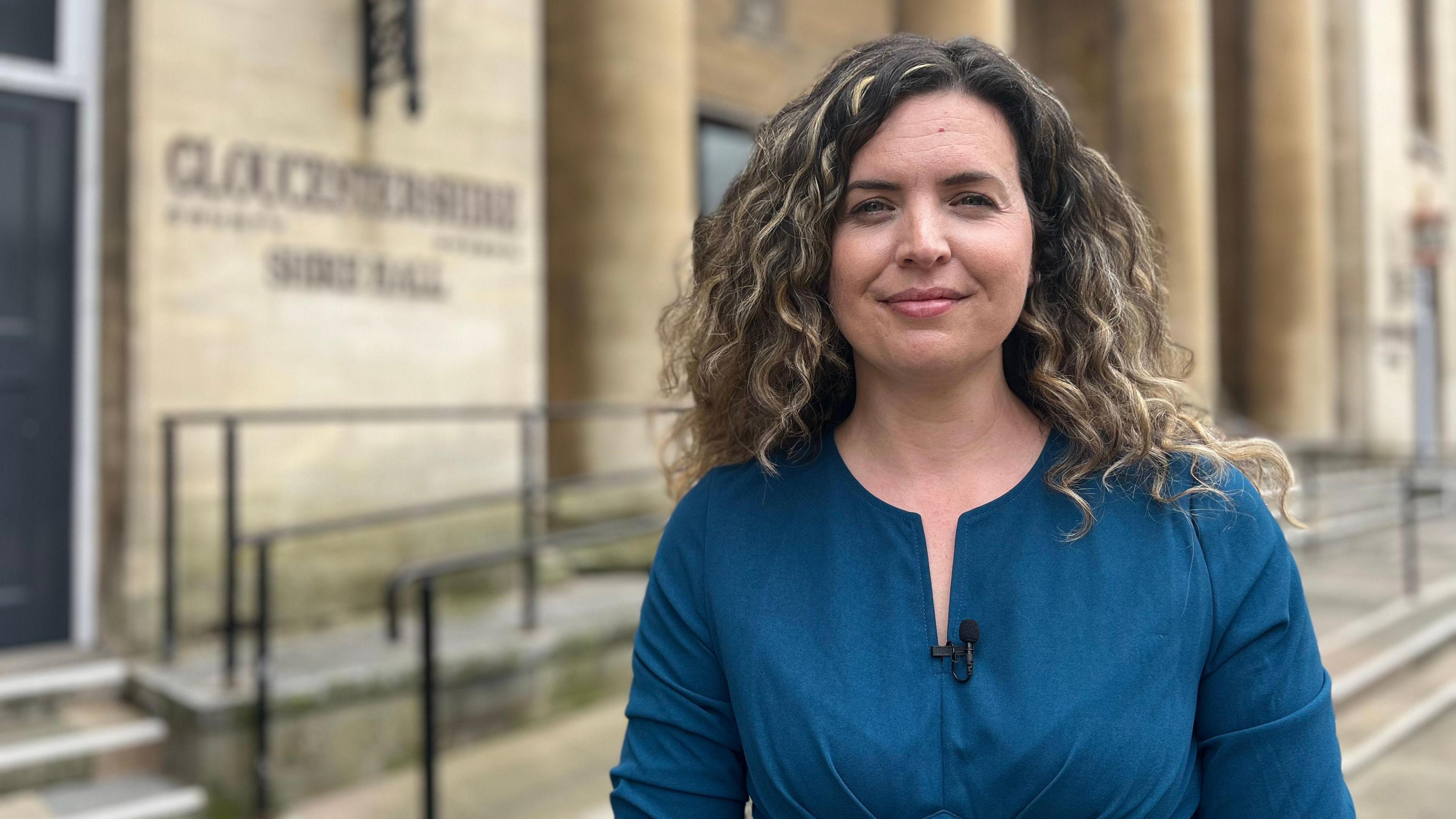 Joanna Garrett stood outside Shire Hall in Gloucester