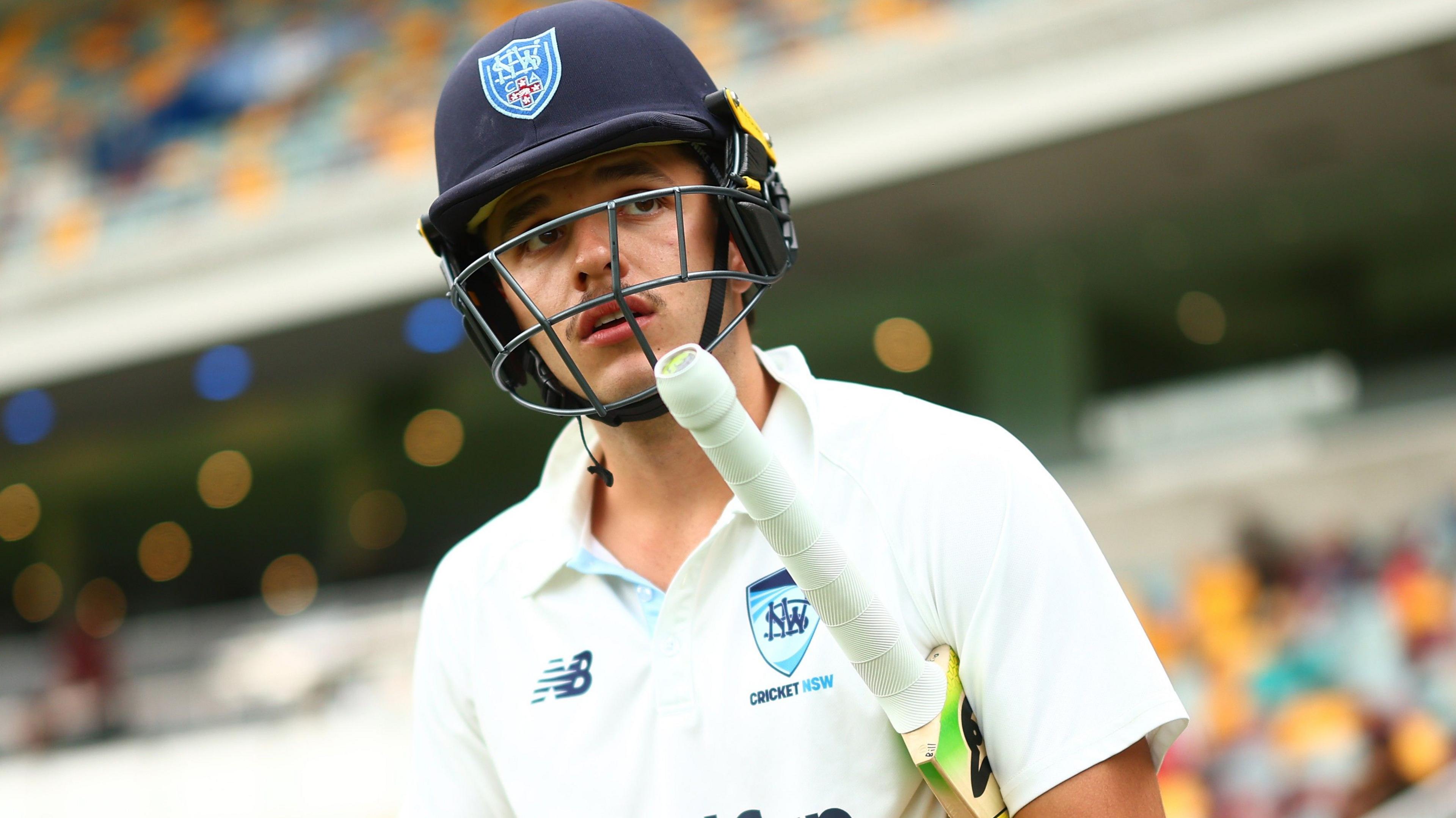 Sam Konstas looks on, ready to bat
