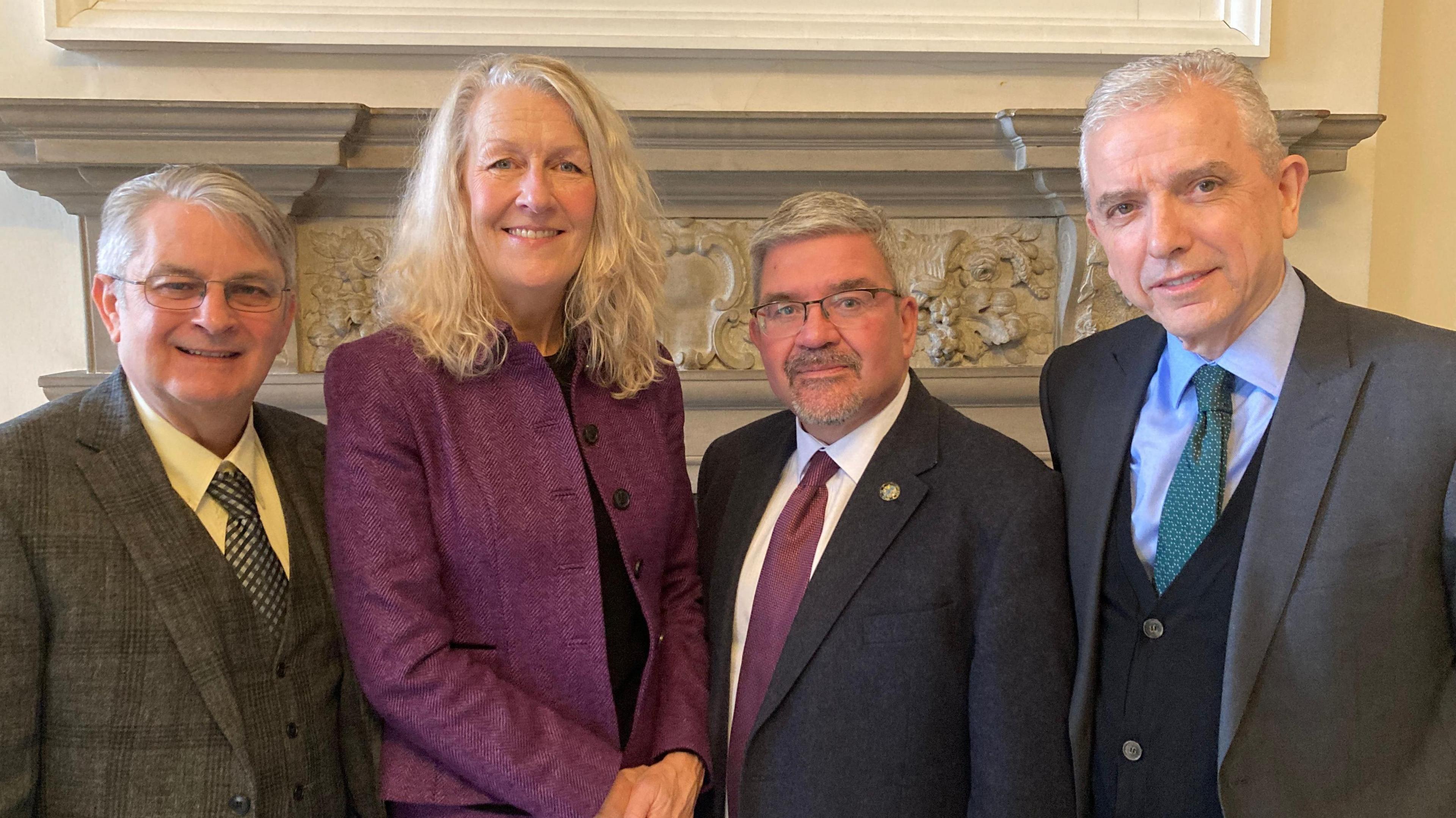 Left to right: Hans Mundry (leader, Warrington Borough Council), Louise Gittins (leader, Cheshire West and Chester Council), Nick Mannion (leader, Cheshire East Council) and Michael Gorman (deputy leader, Cheshire East Council)