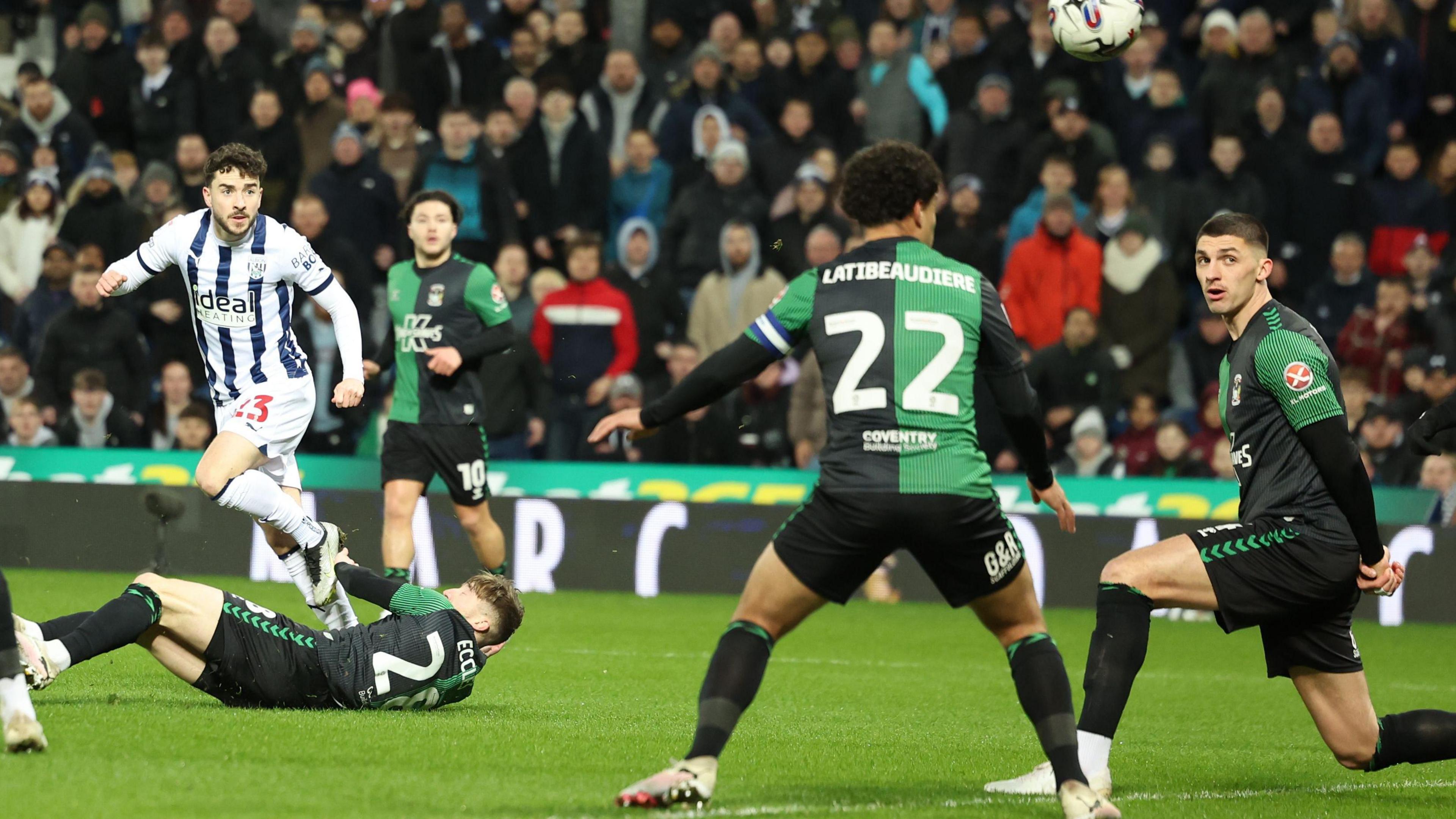 Mikey Johnston puts Albion ahead against Coventry City in March with a spectacular right-foot curler