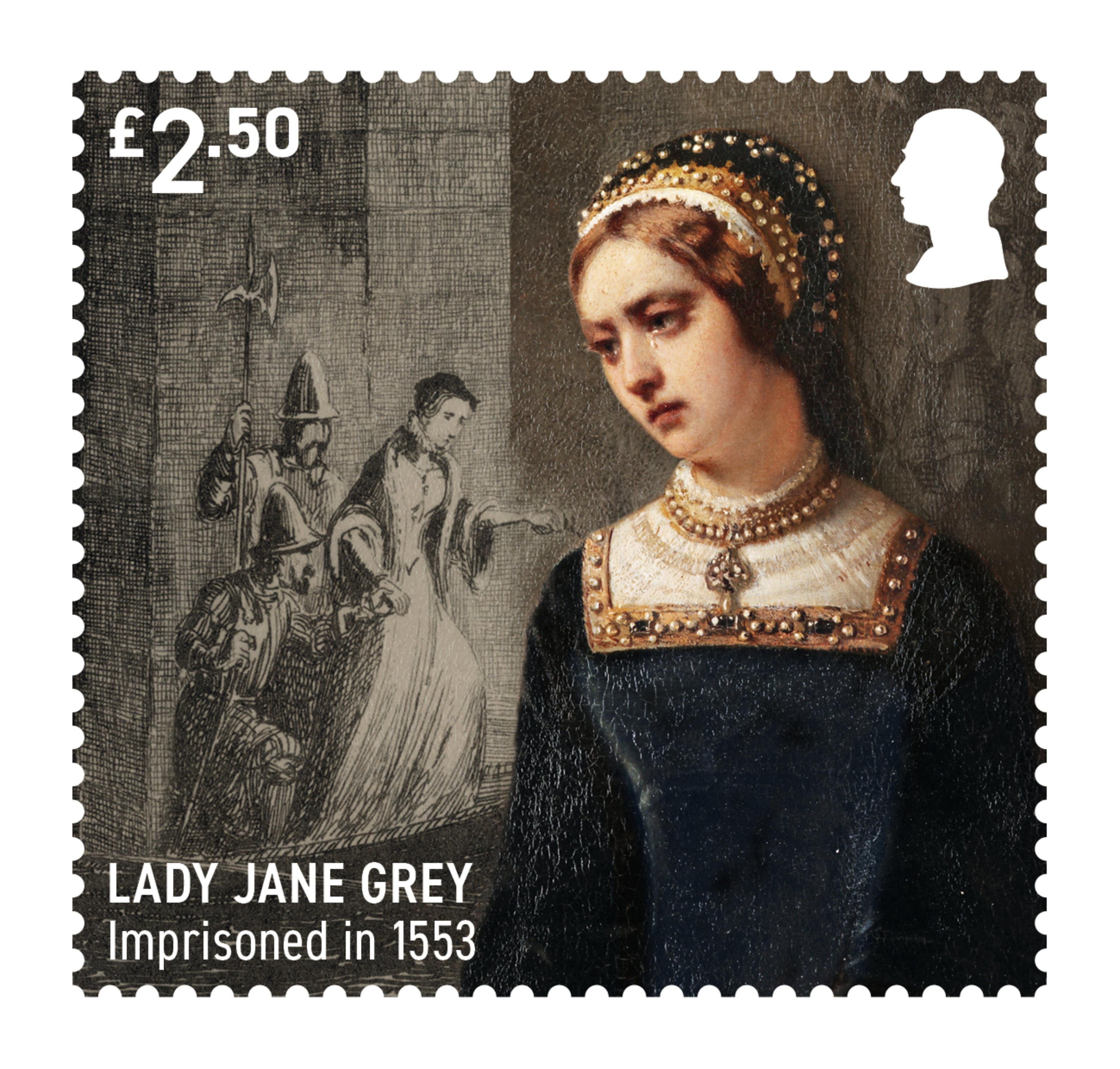 Stamp featuring Lady Jane Grey.