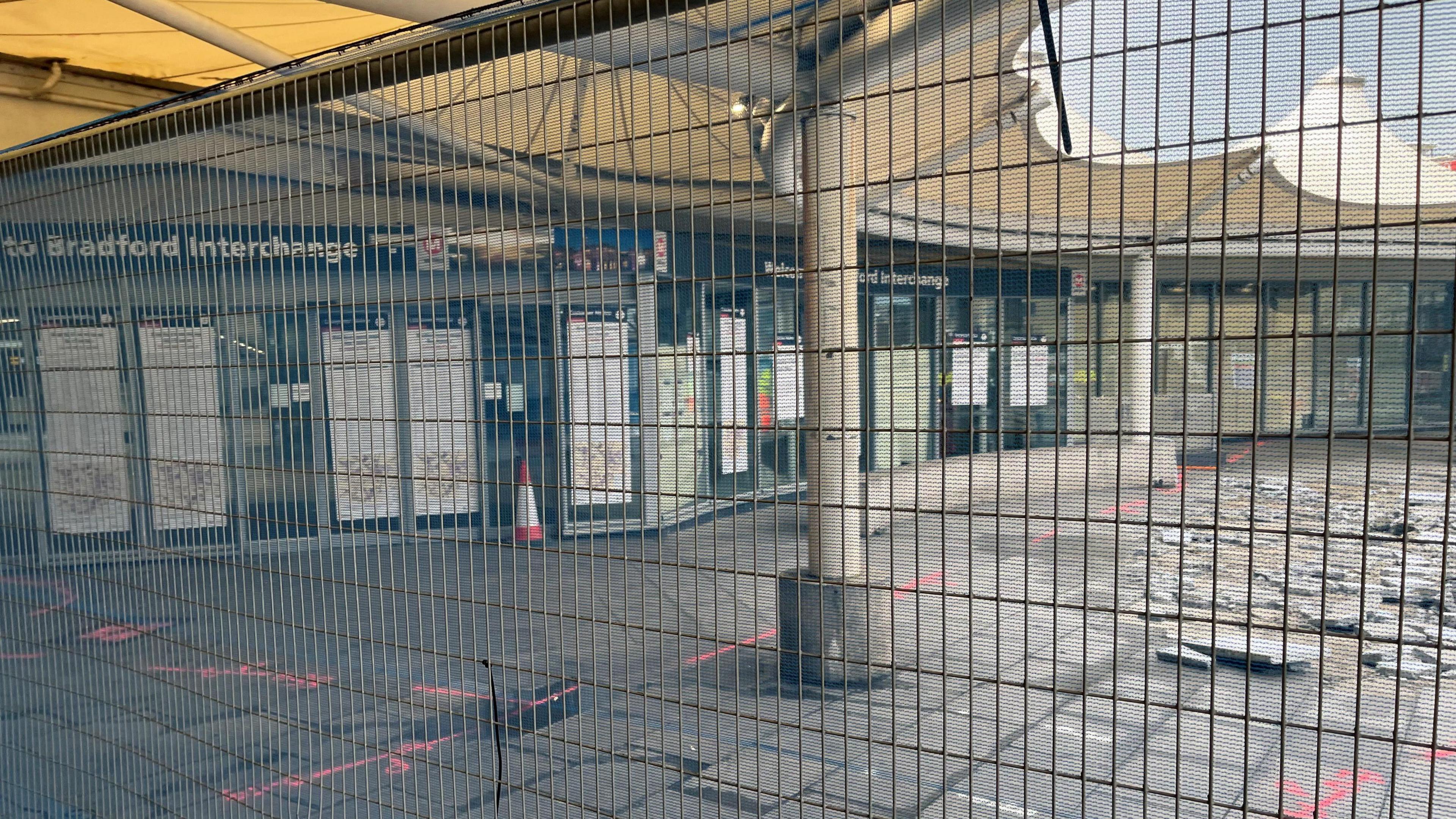 Lines drawn outside the bus station showing work is under way