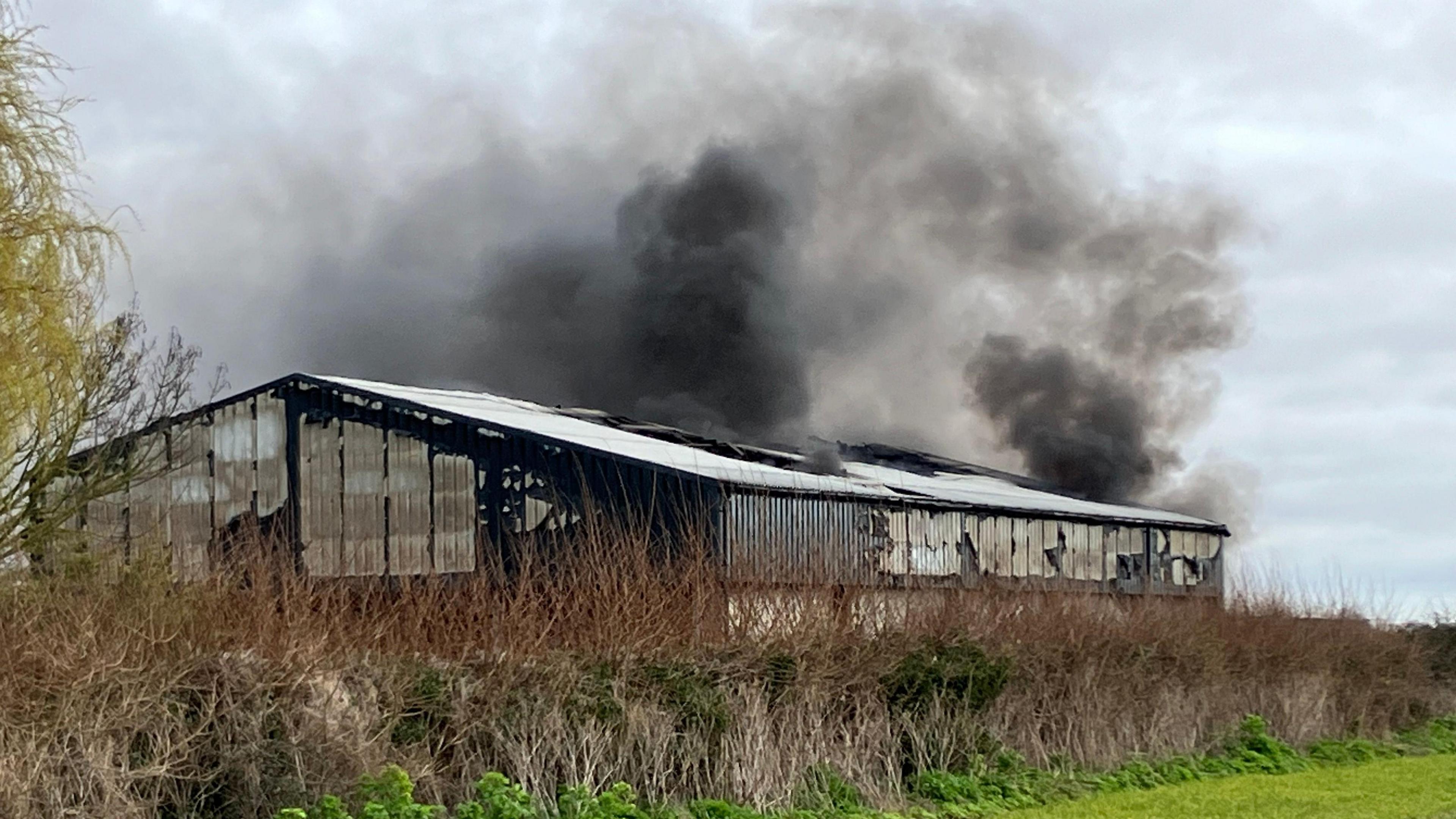 A barn fire in Gisleham, Lowestoft