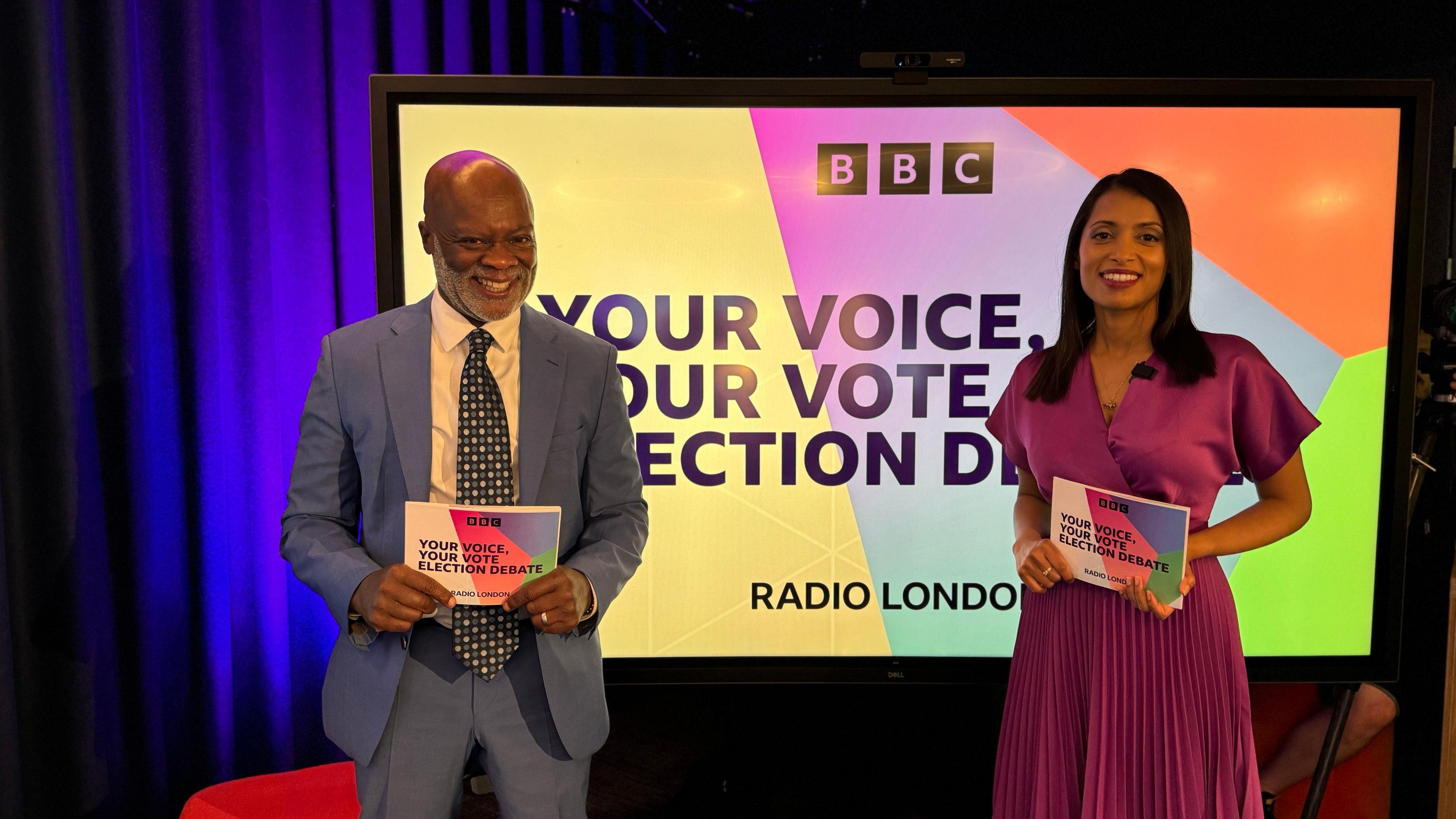 BBC London presenters Eddie Nestor and Luxmy Gopal