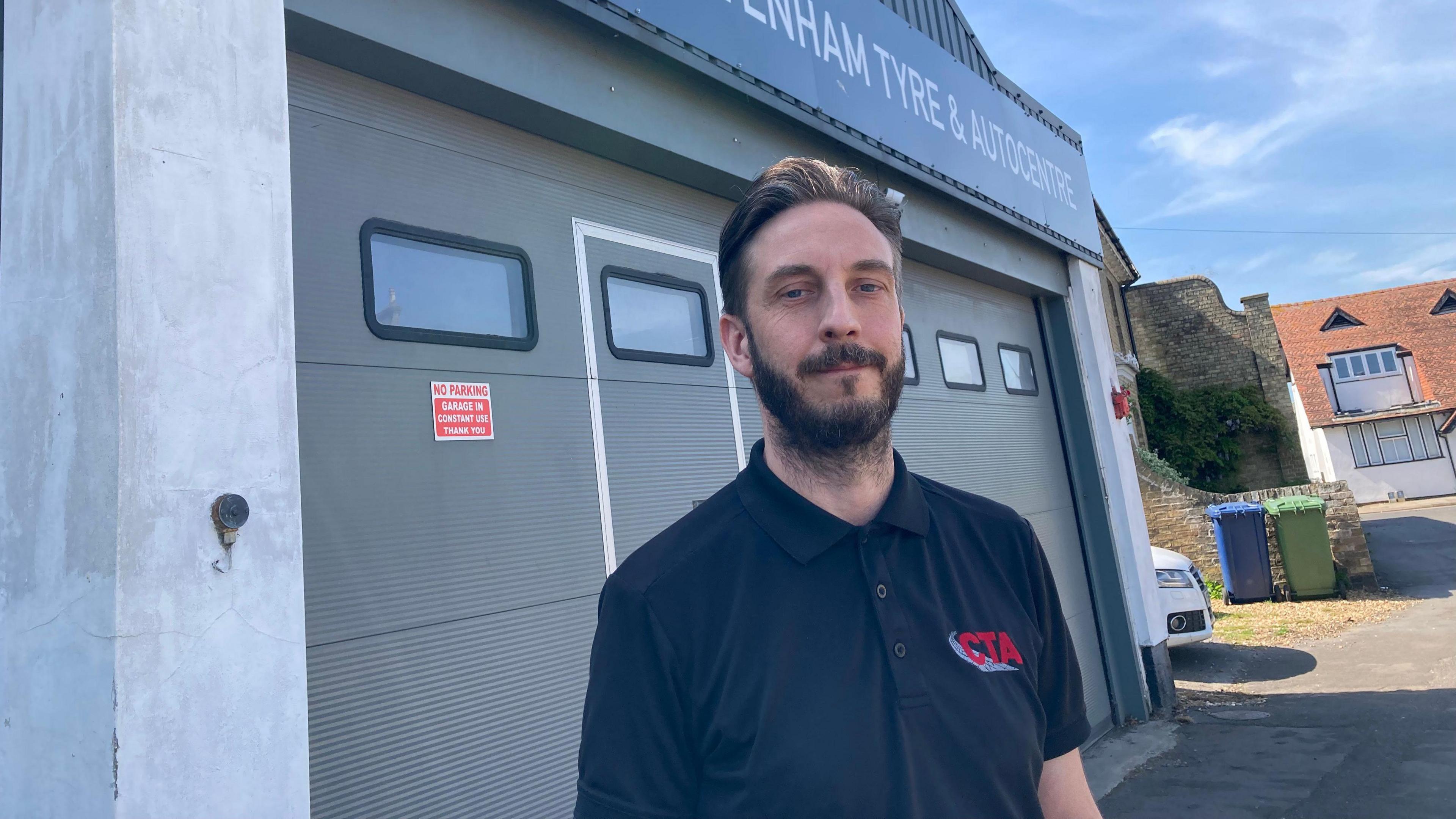 Steven Johnstone outside Cottenham Tyre and Autocentre