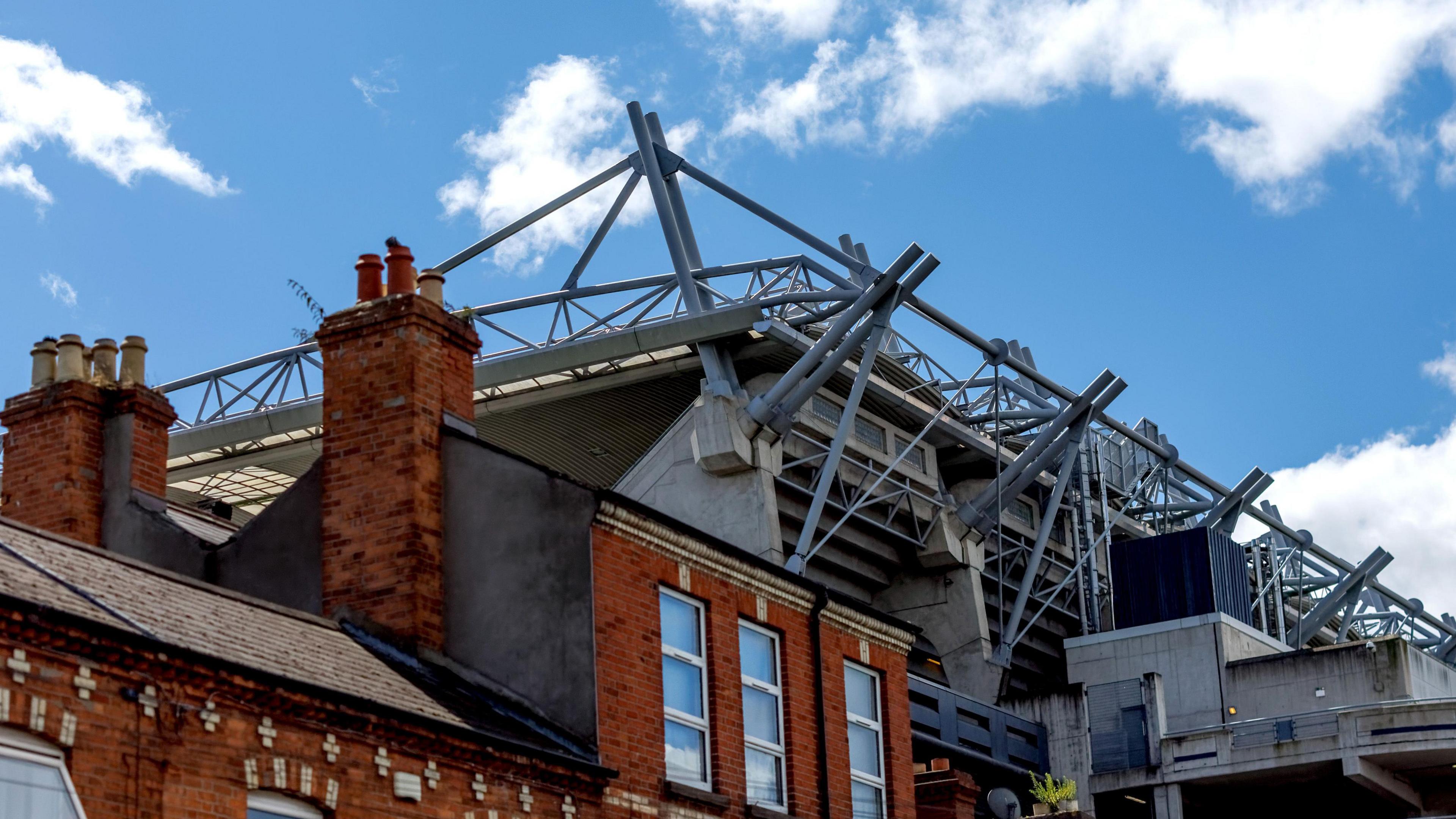 Croke Park peaks out from behind the terraced houses