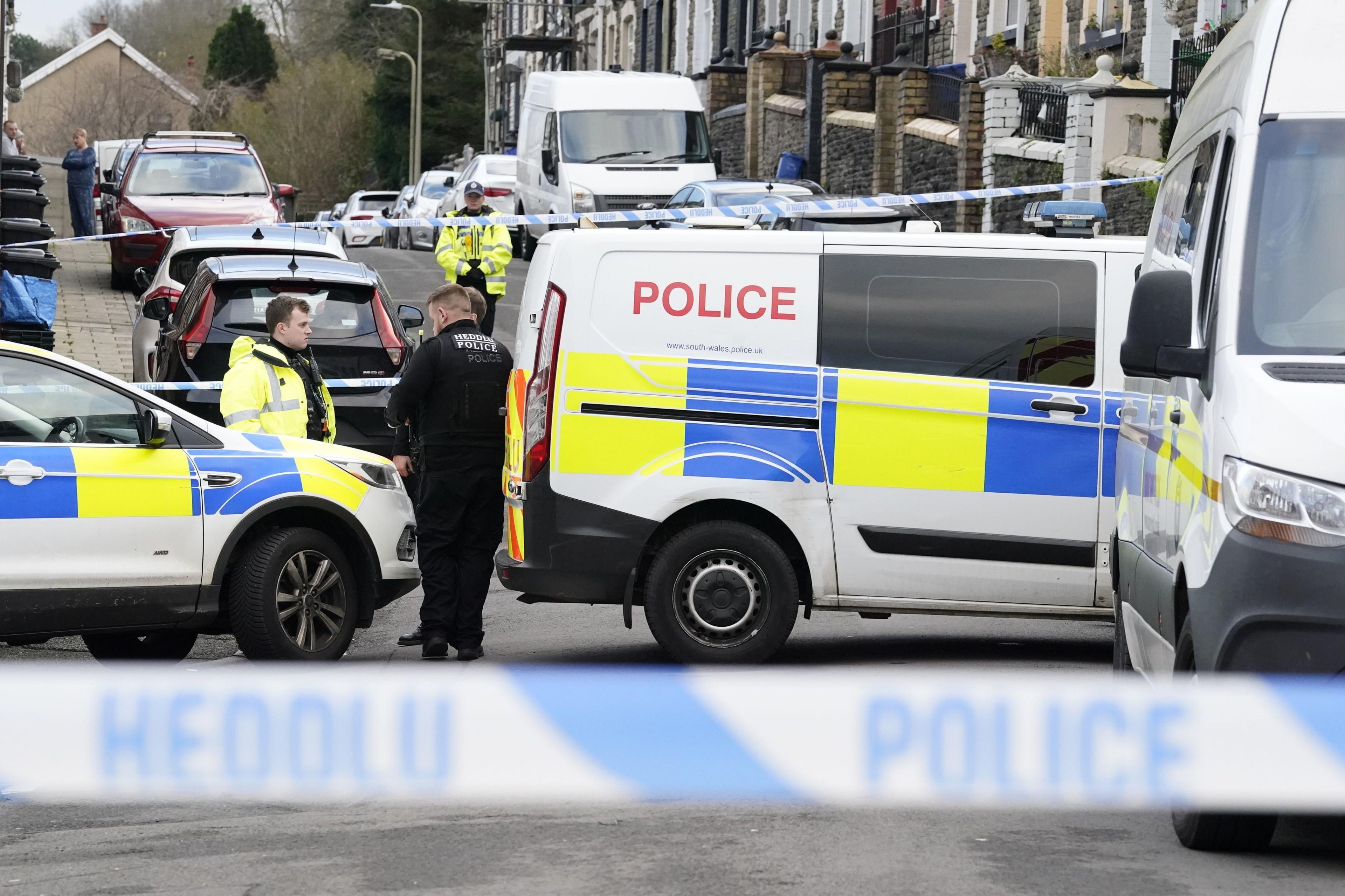 Police at the scene behind police cordon