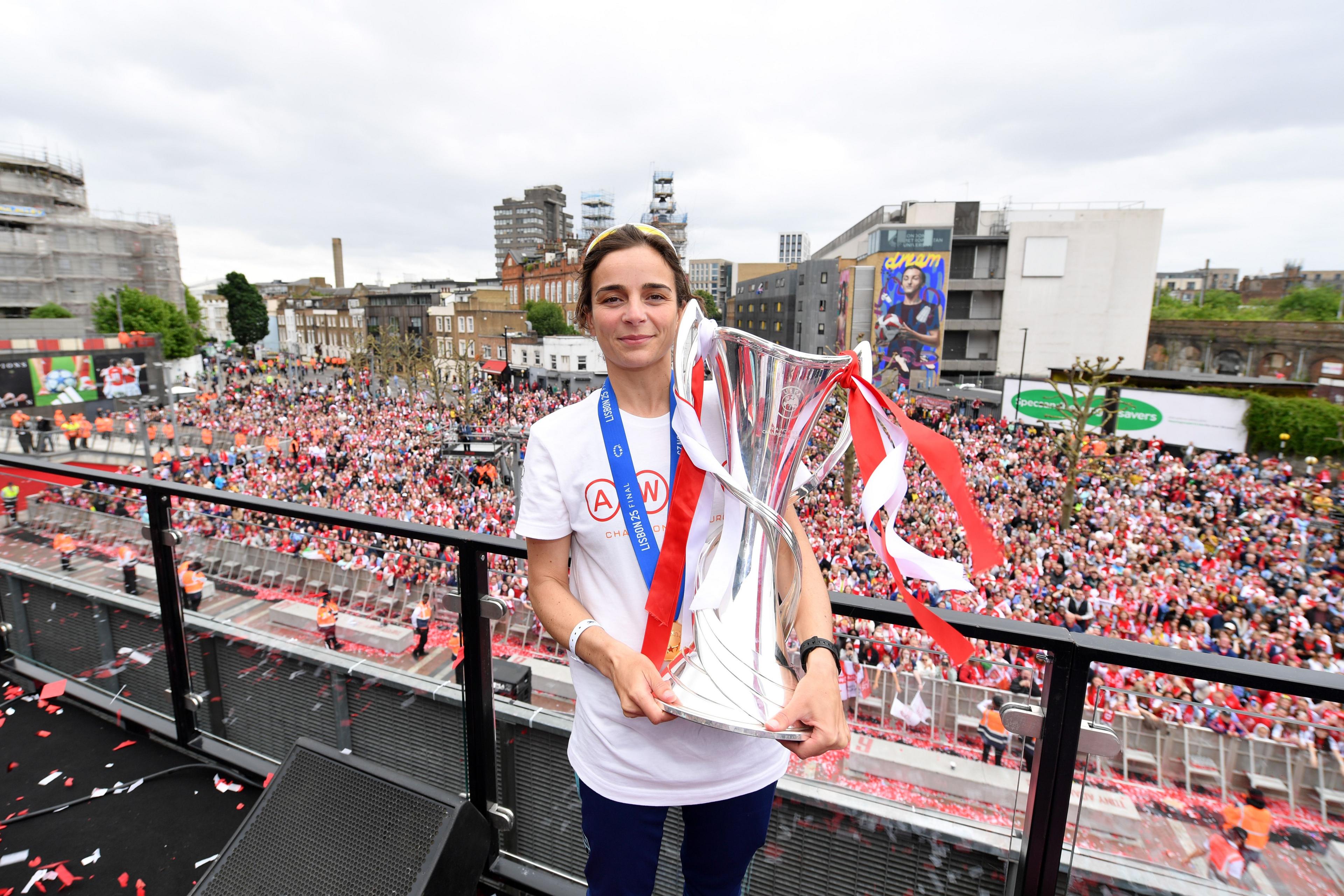 Renee Slegers holds the Champions League trophy