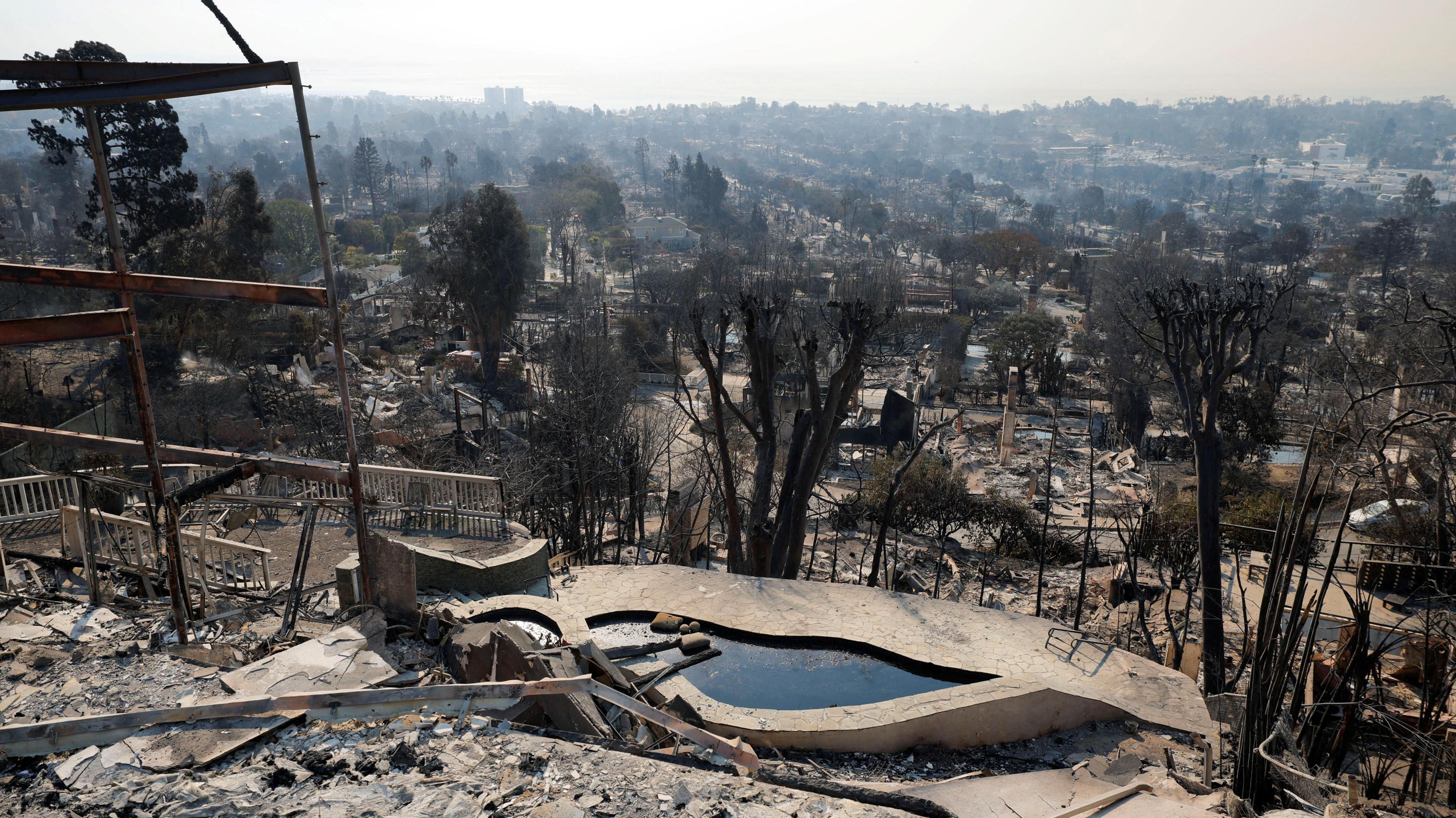 Debris from burned properties following the Palisades Fire 