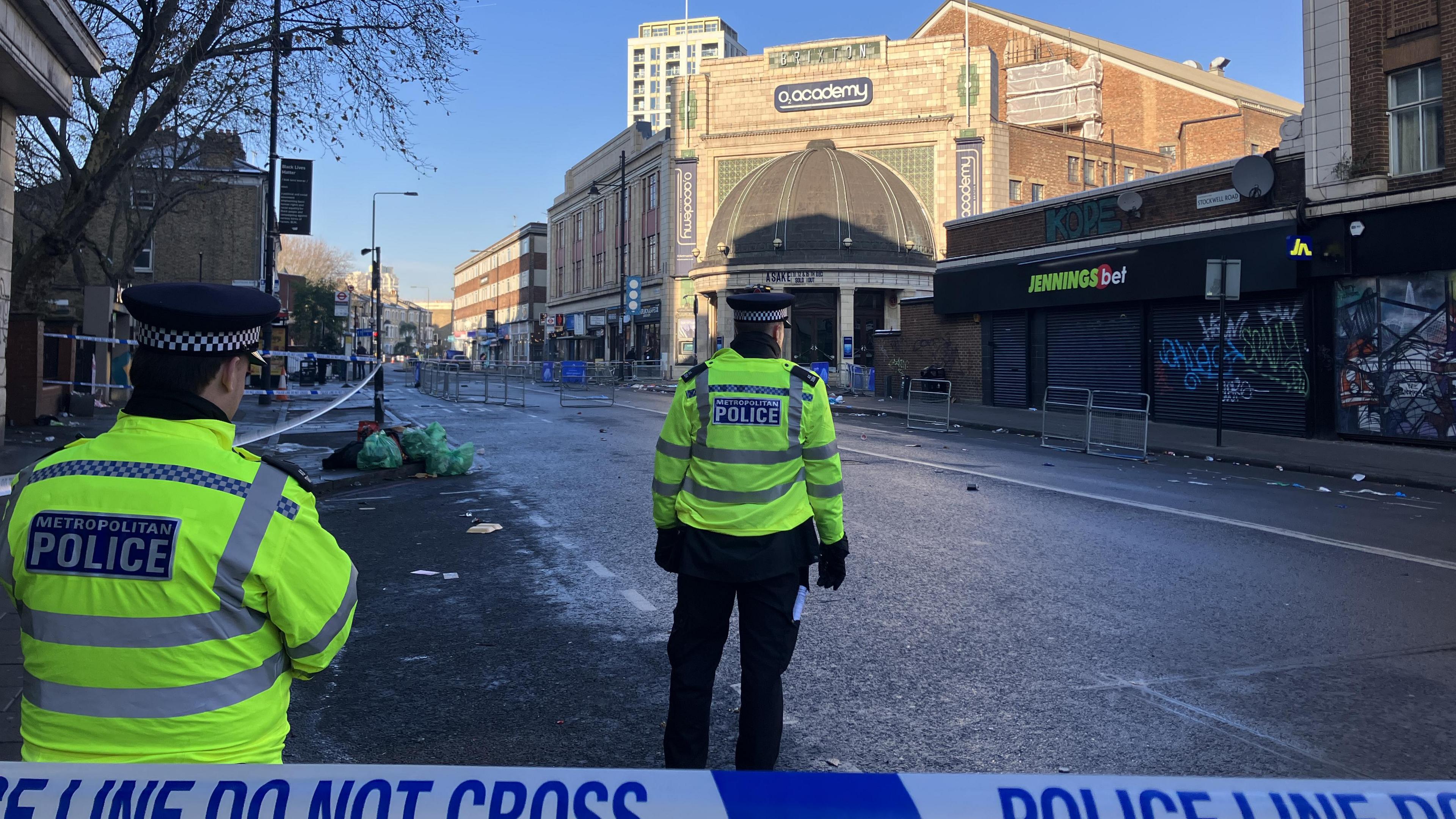 Met Police at the scene in Brixton after the crush in January 