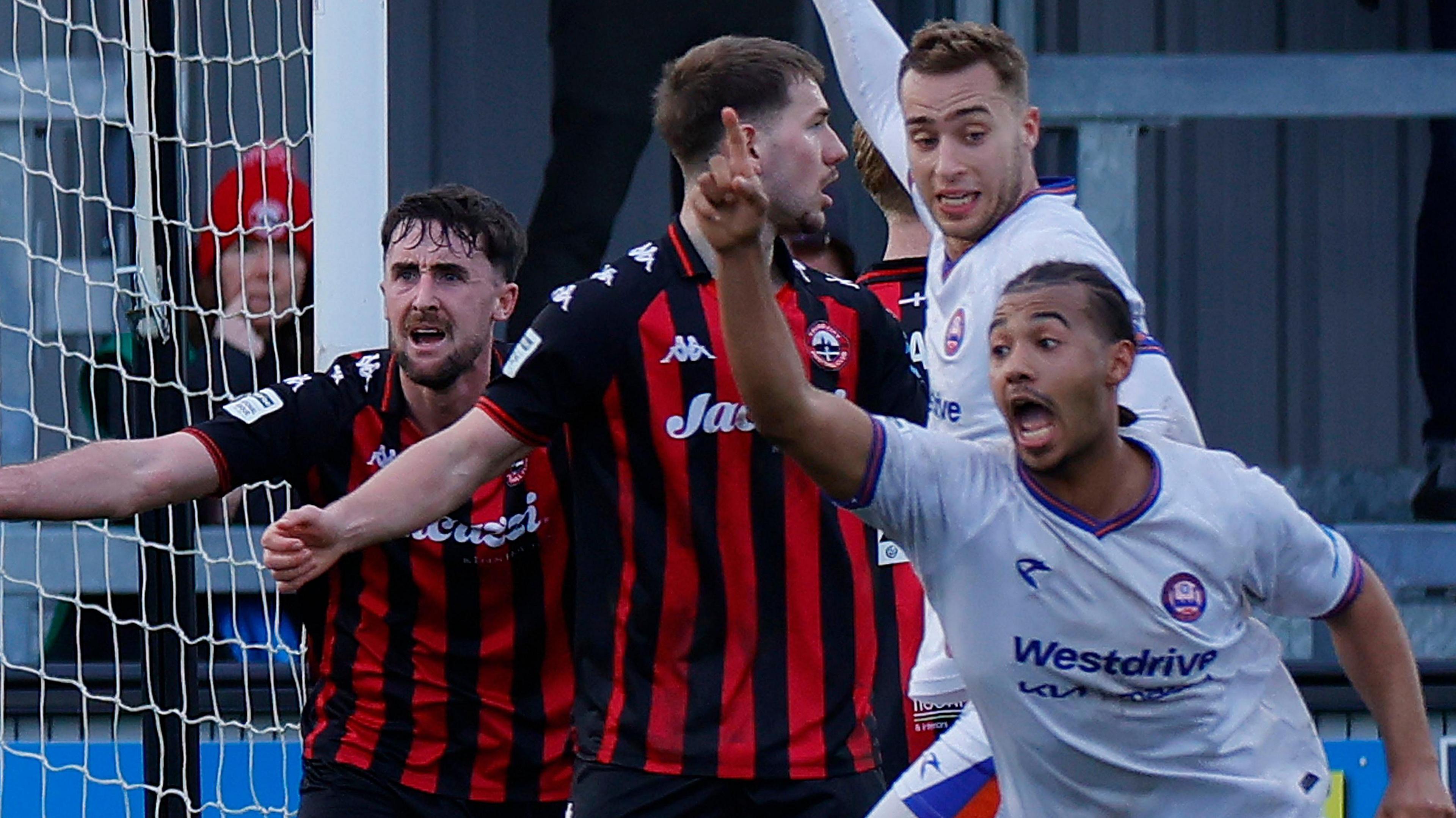 Aidan Francis-Clarke celebrates scoring for Braintree Town