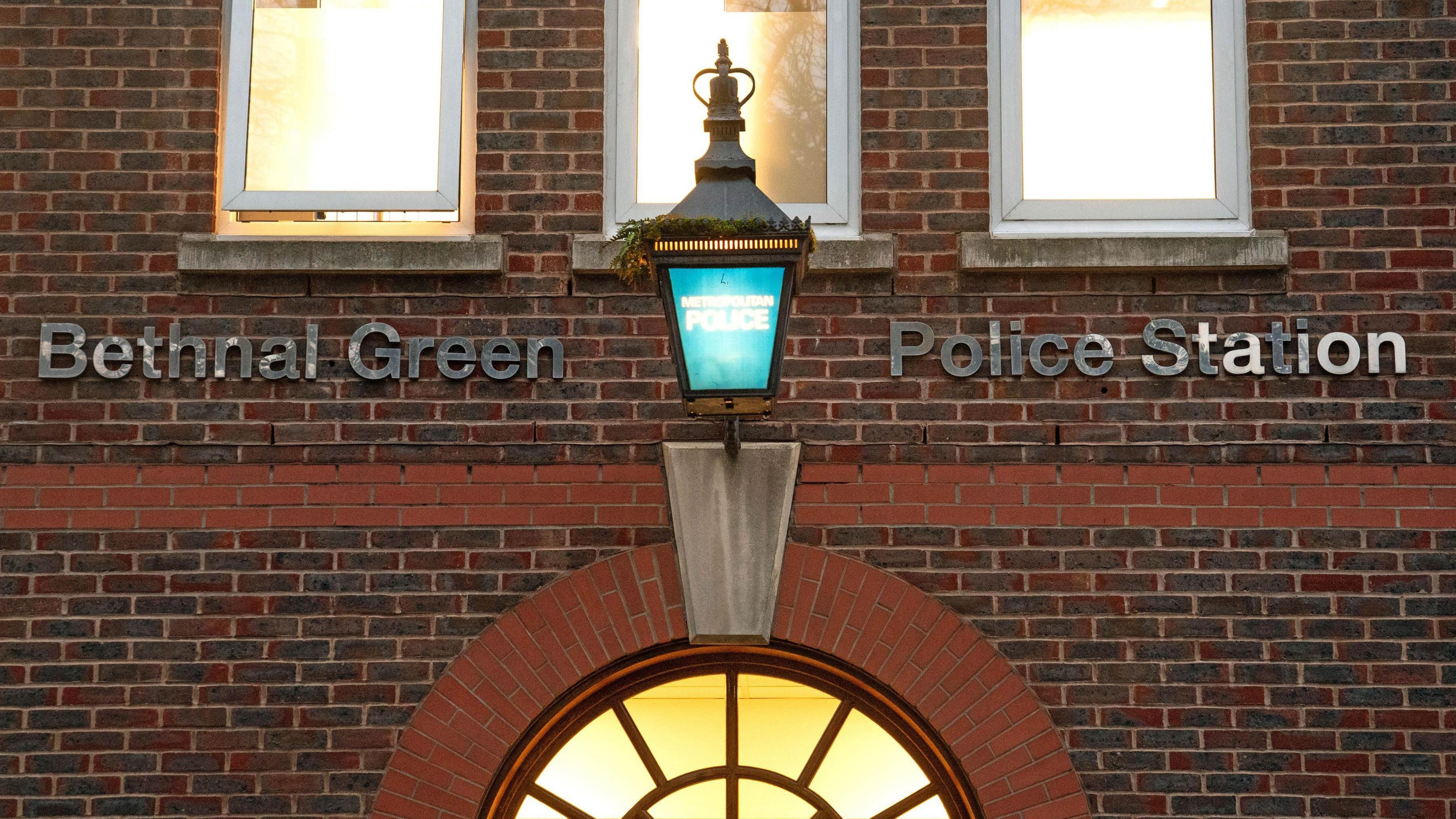 General exterior view of Bethnal Green Police Station, in east London.