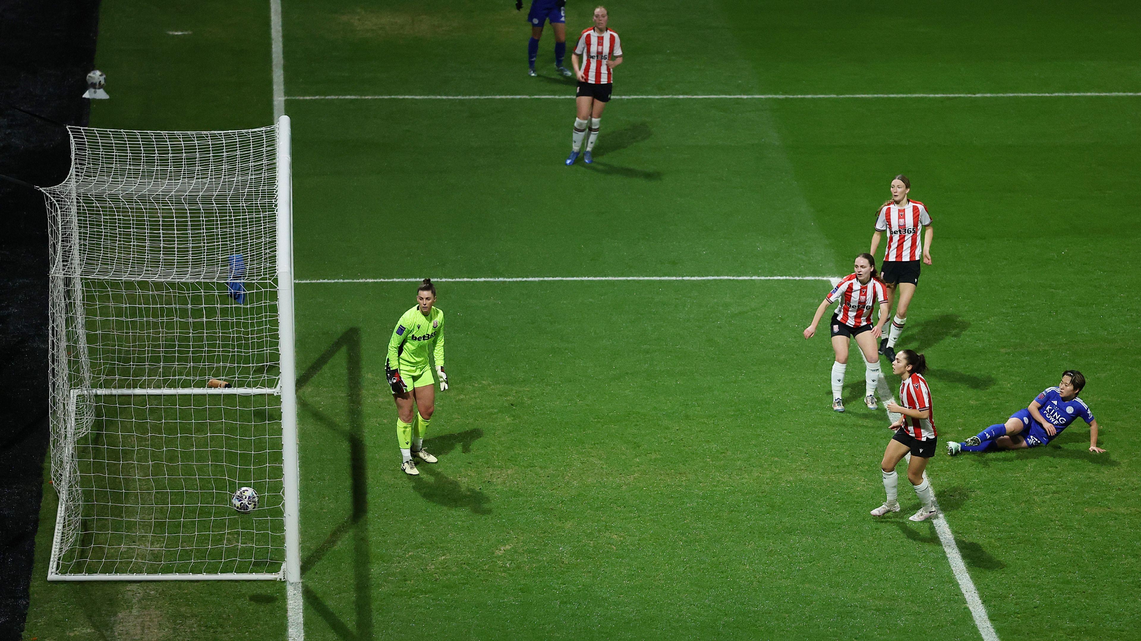 Yuka Momiki scores Leicester's first goal against Stoke