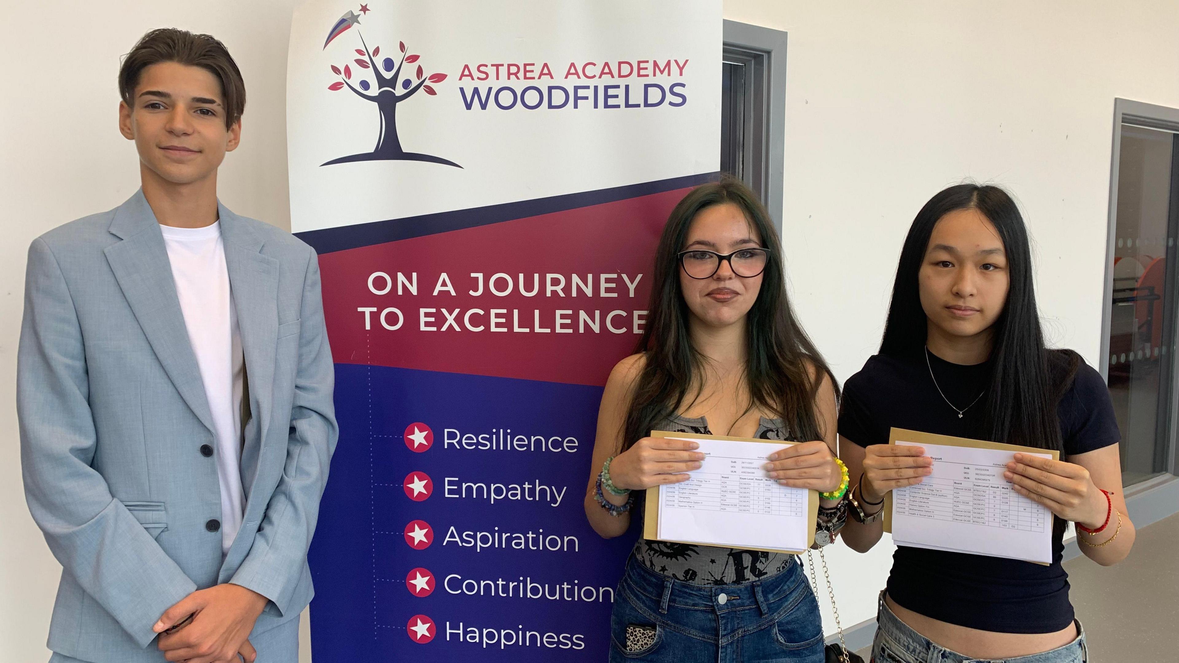 Students Denis, Sabrine and Nicola at Astrea Academy Woodfields