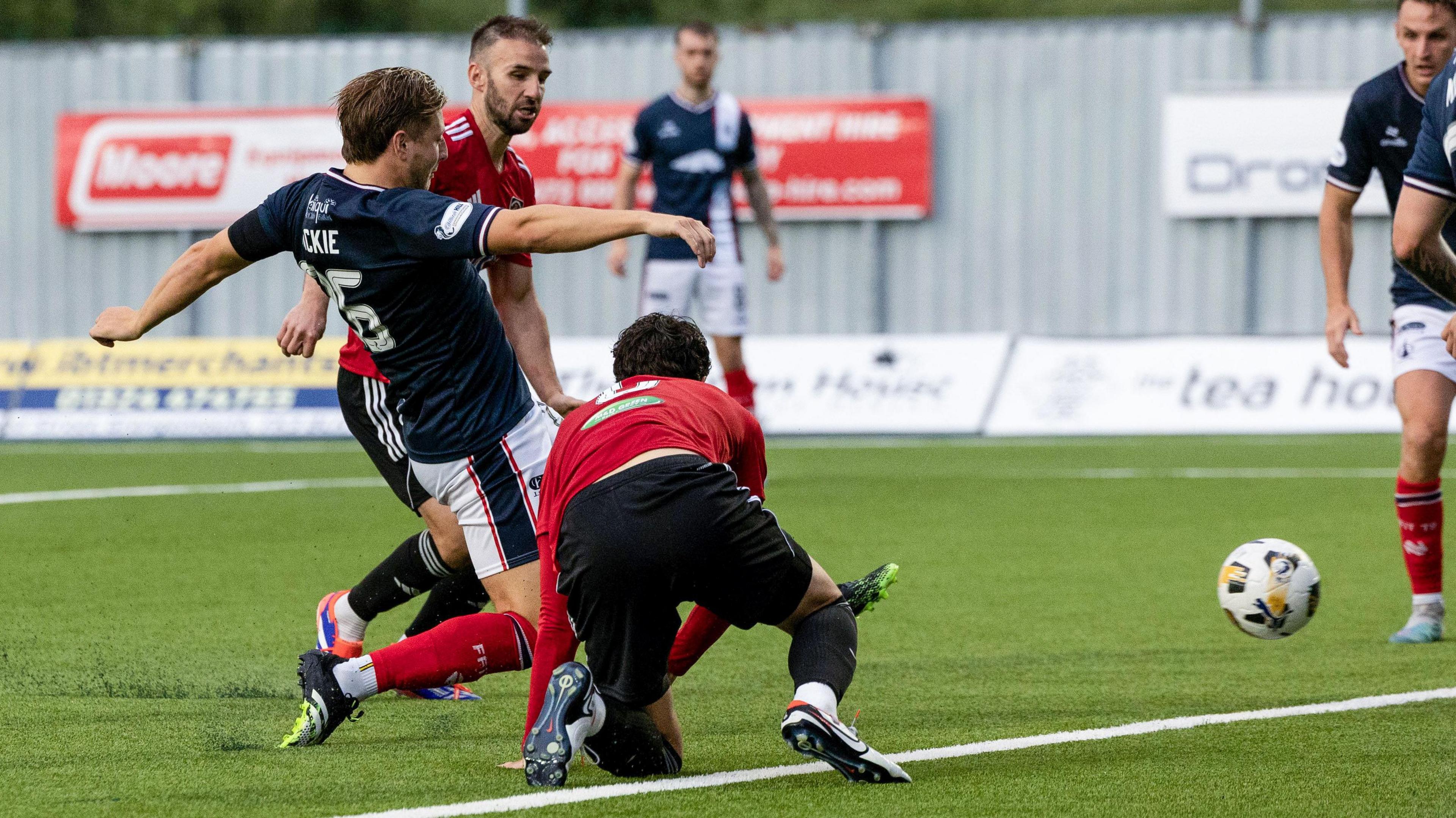 Sean Mackie scores for Falkirk against Queen's Park