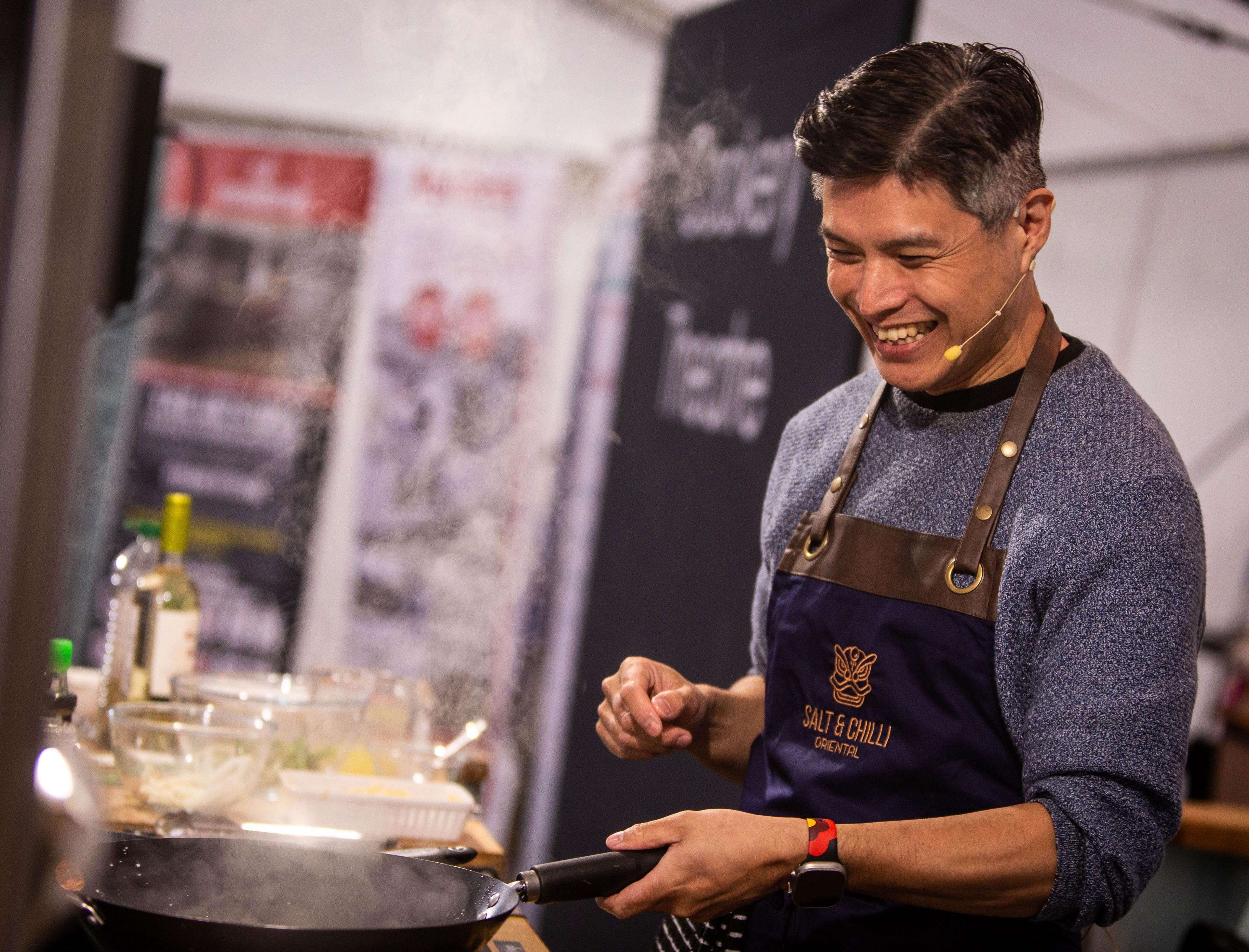 A cookery demonstration at the oyster festival