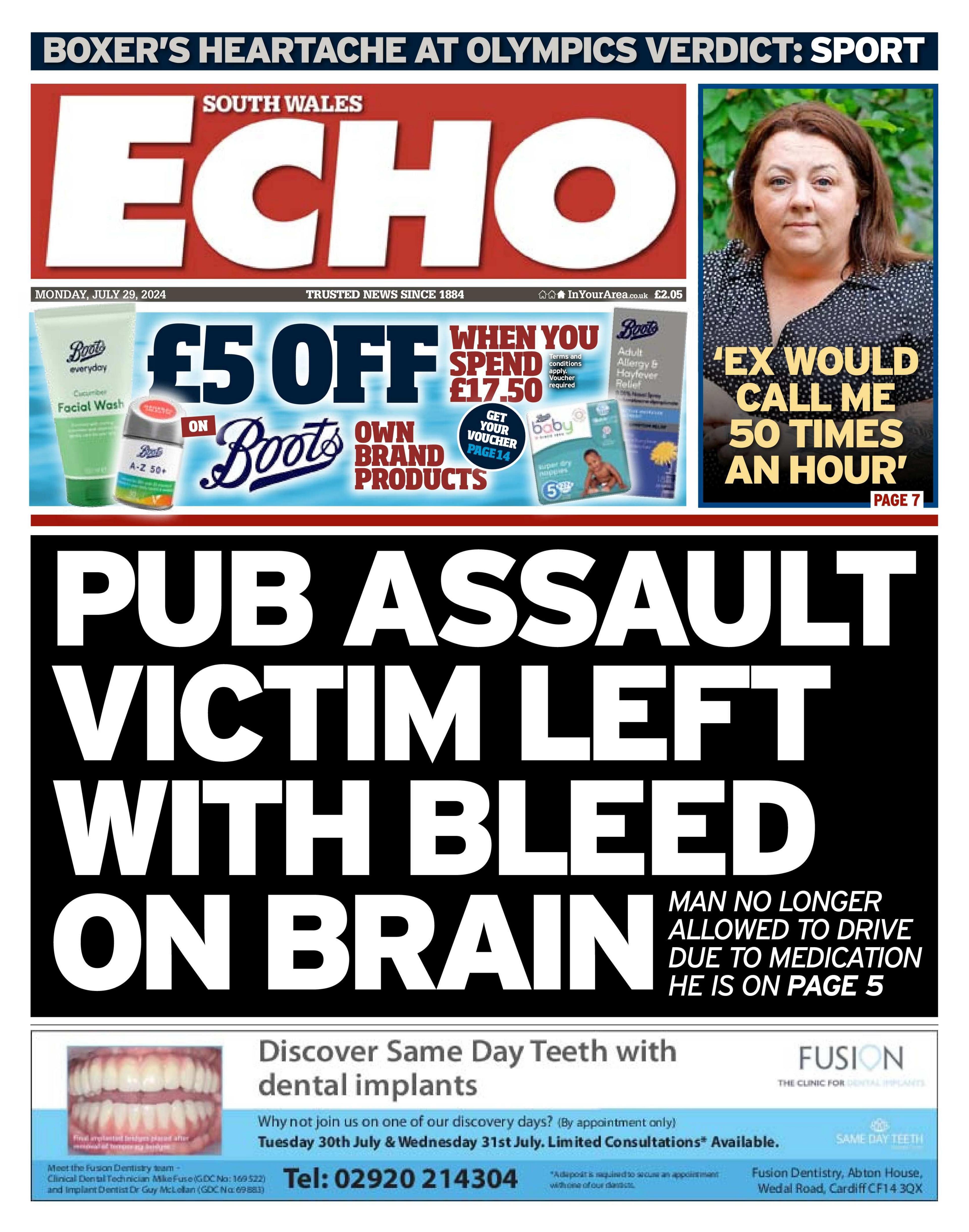South Wales Echo front page