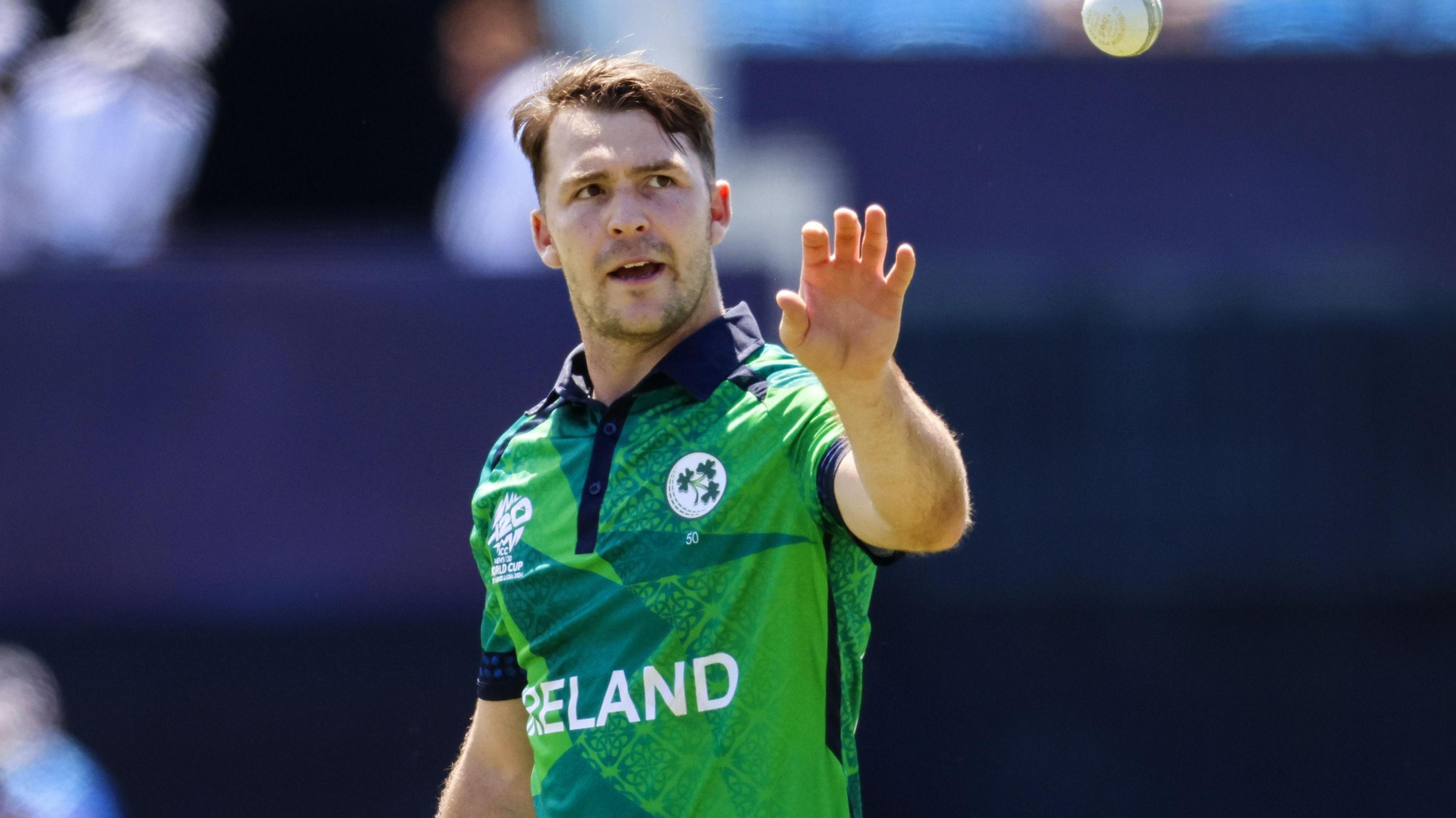 All-rounder Curtis Campher in action for Ireland in 2024 ICC Men's T20 World Cup 