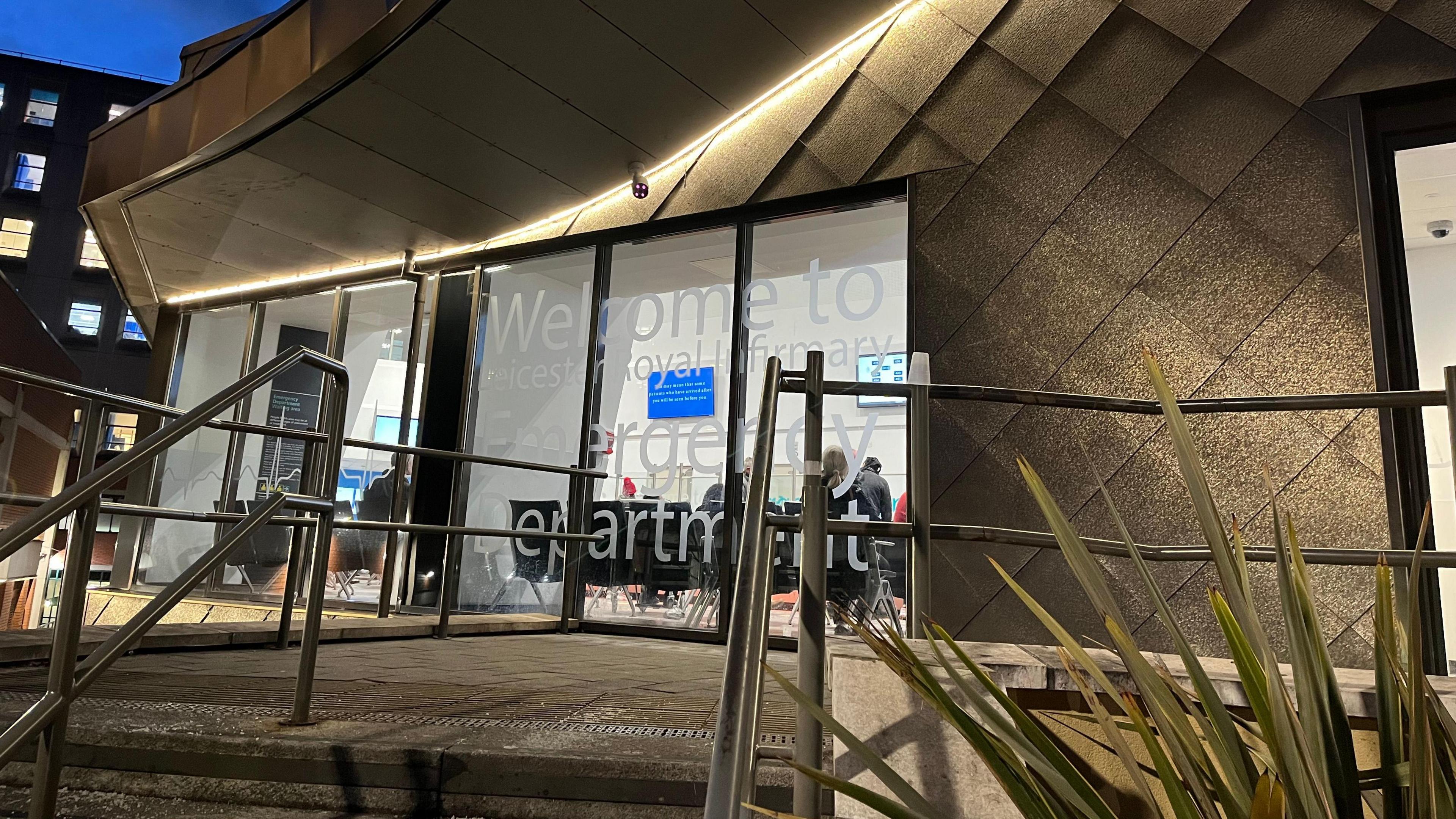 The entrance to the emergency department at Leicester Royal Infirmary