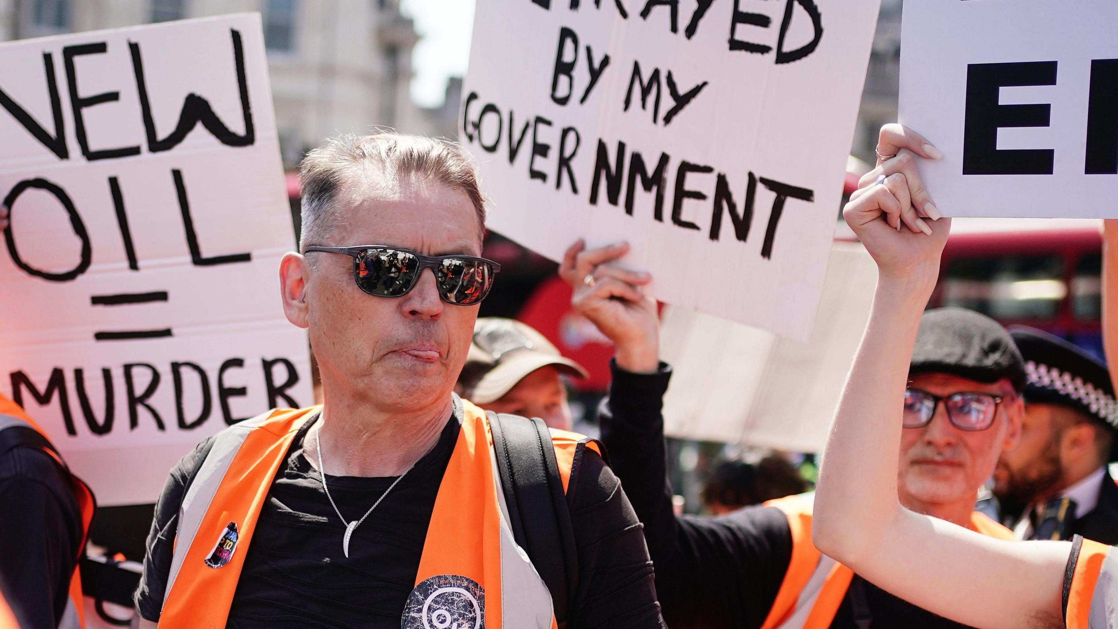 Dale Vince joins Just Stop Oil activists during a protest by the environmental campaigners in central London, in 2023.