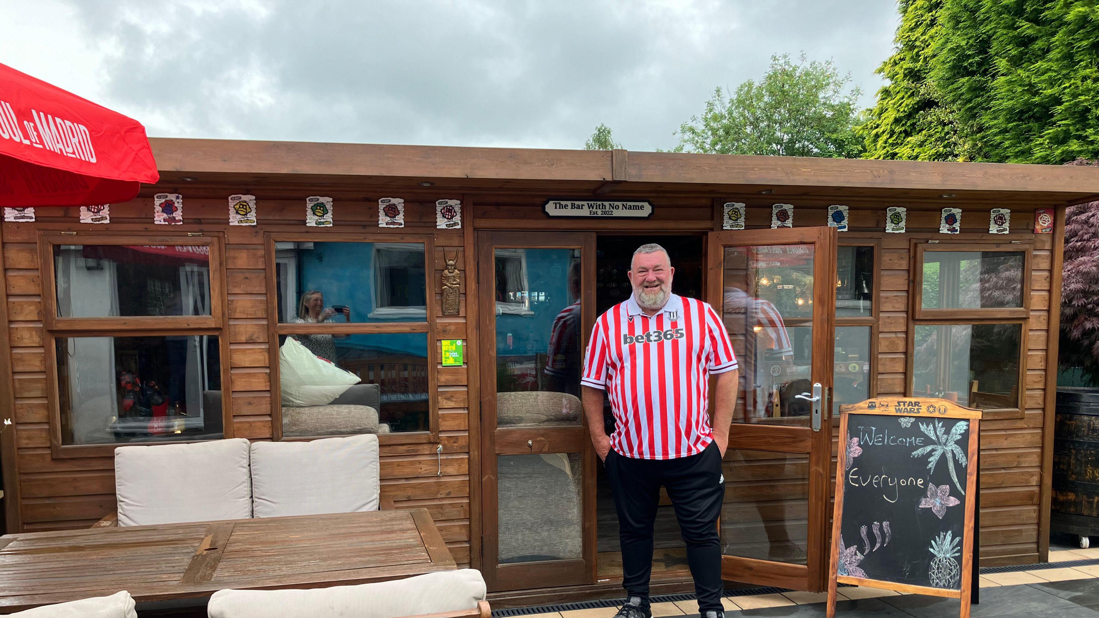 Sean Ruane pictured next to his shed/bar