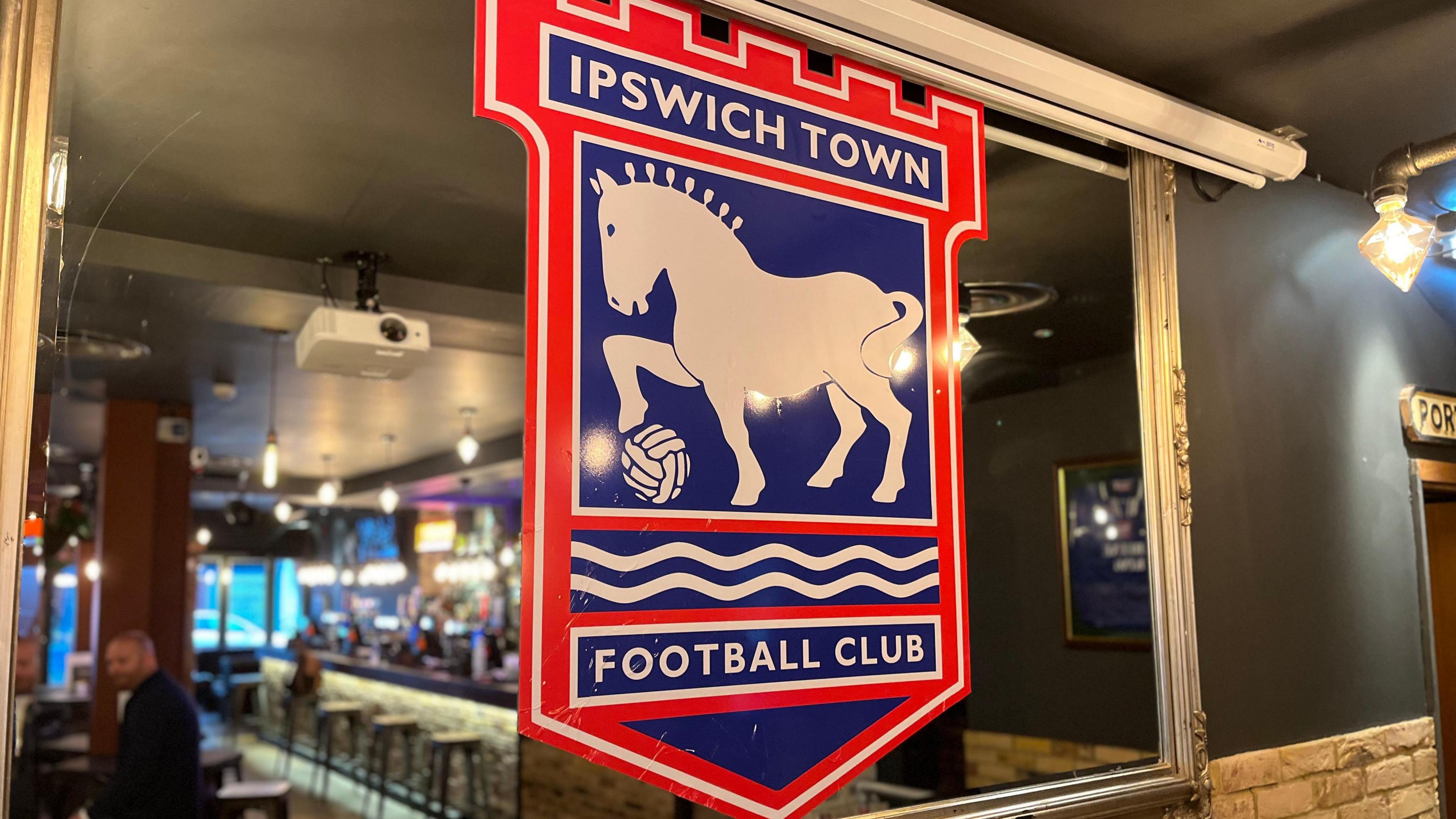 Bar 21's interior with Ipswich Town decorations