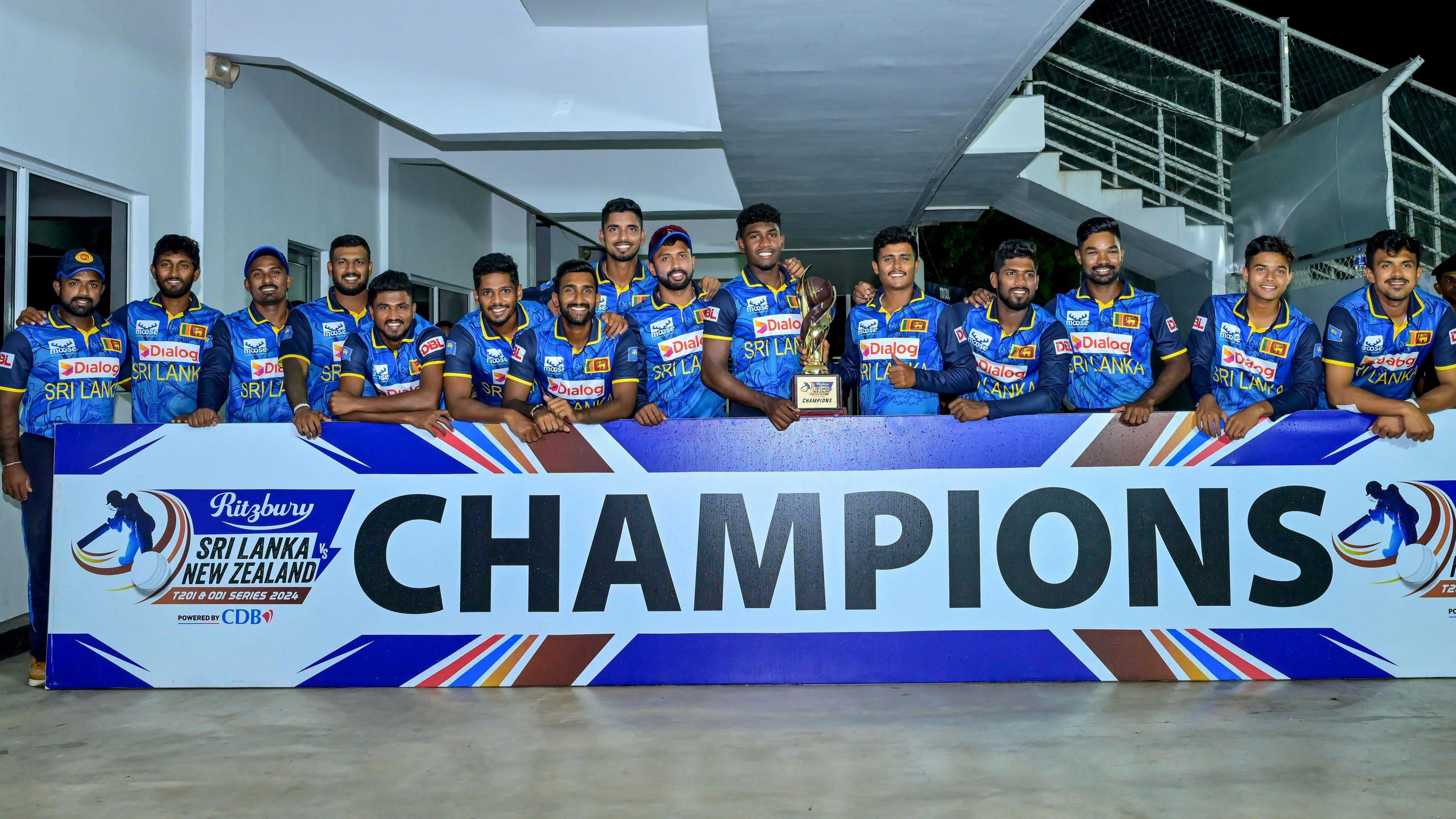 Sri Lanka with the ODI series trophy