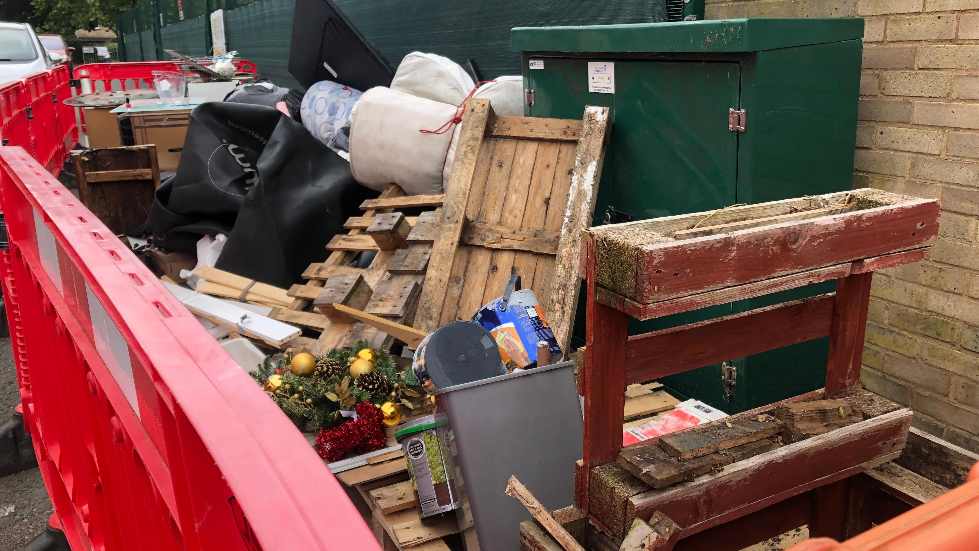 Flytipping items outside school