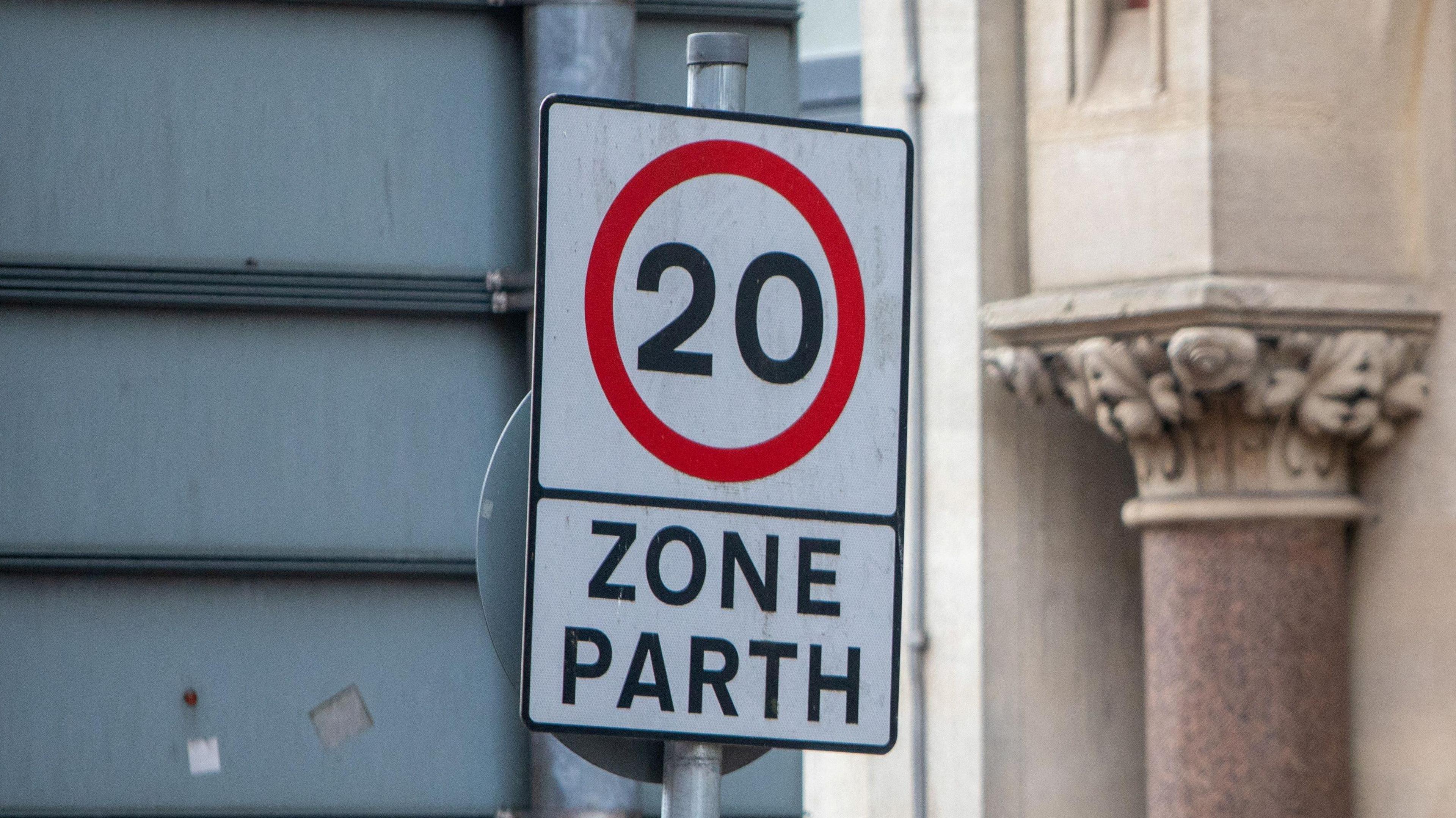 A 20mph speed limit sign in Wales