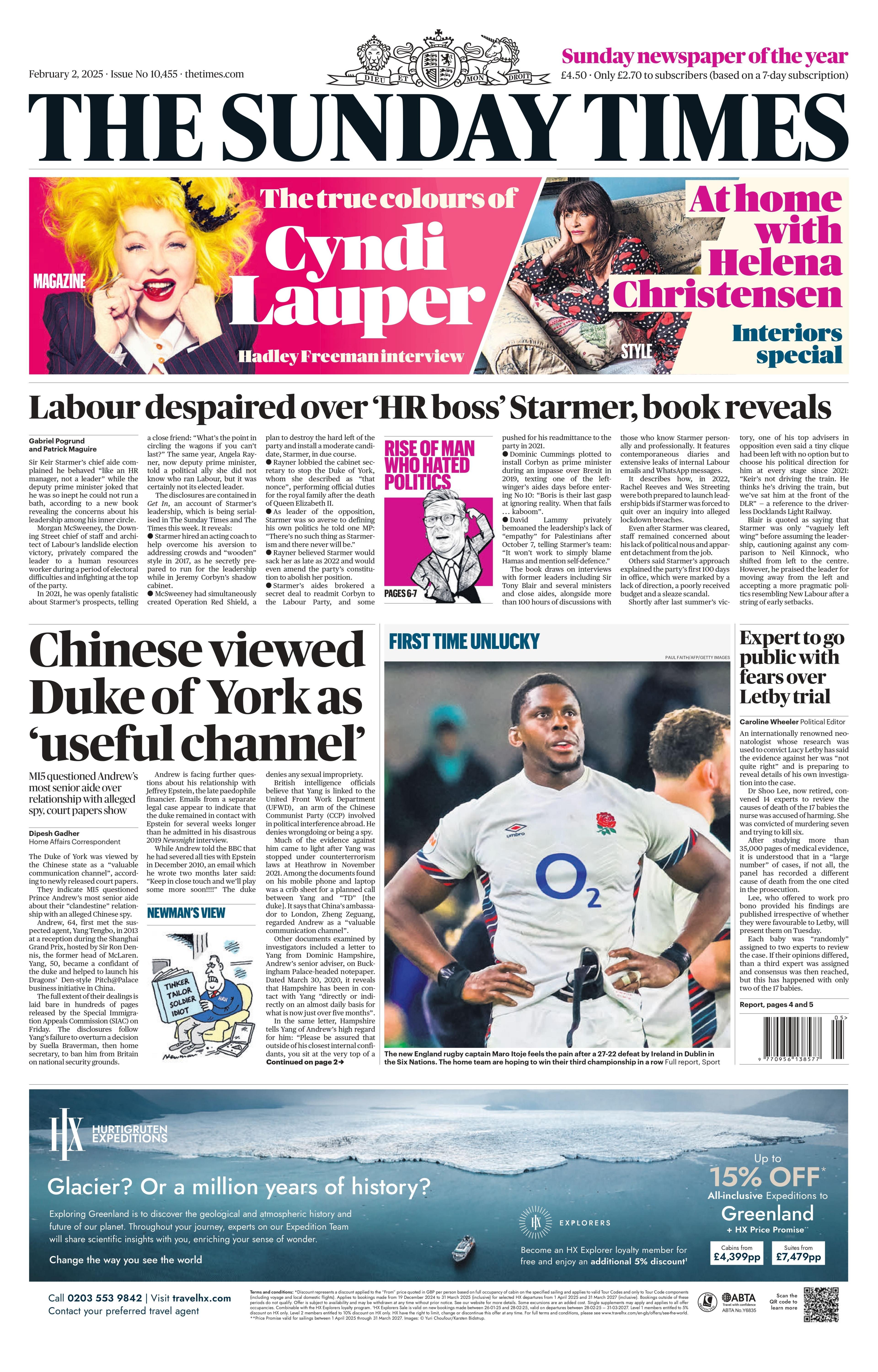 The Sunday Times front page