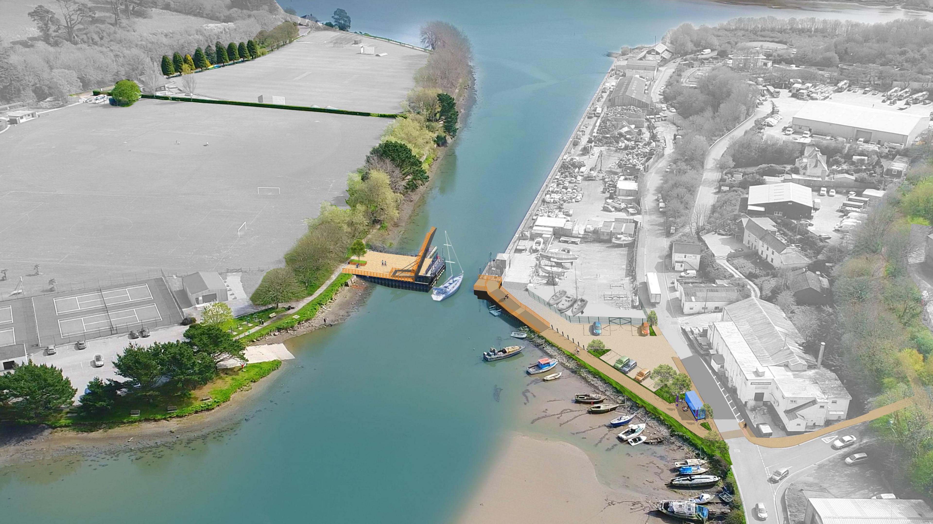 Aerial image showing proposals at Lighterage Quay and Lighterage Hill