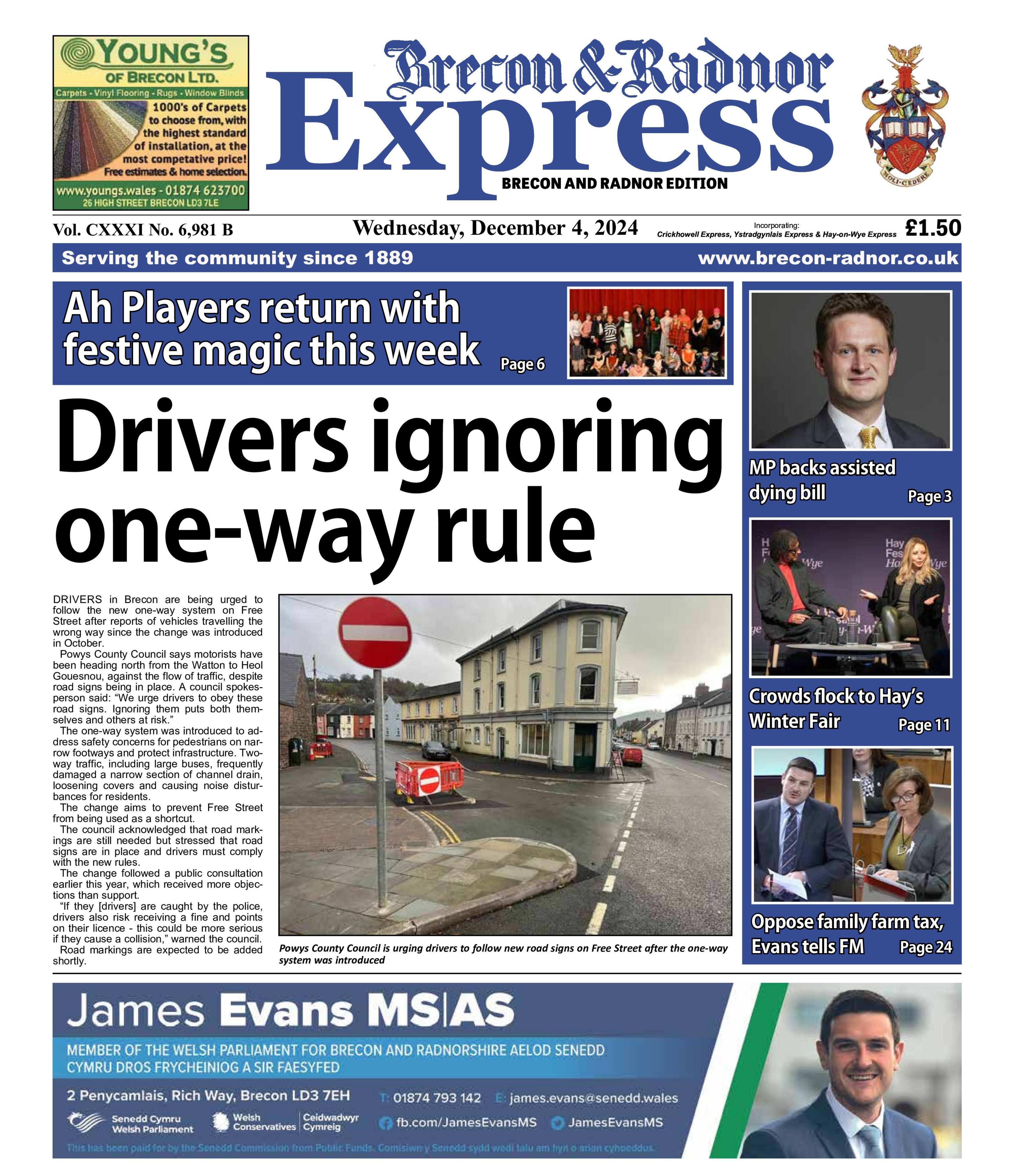 Front page of Brecon and Radnor Express