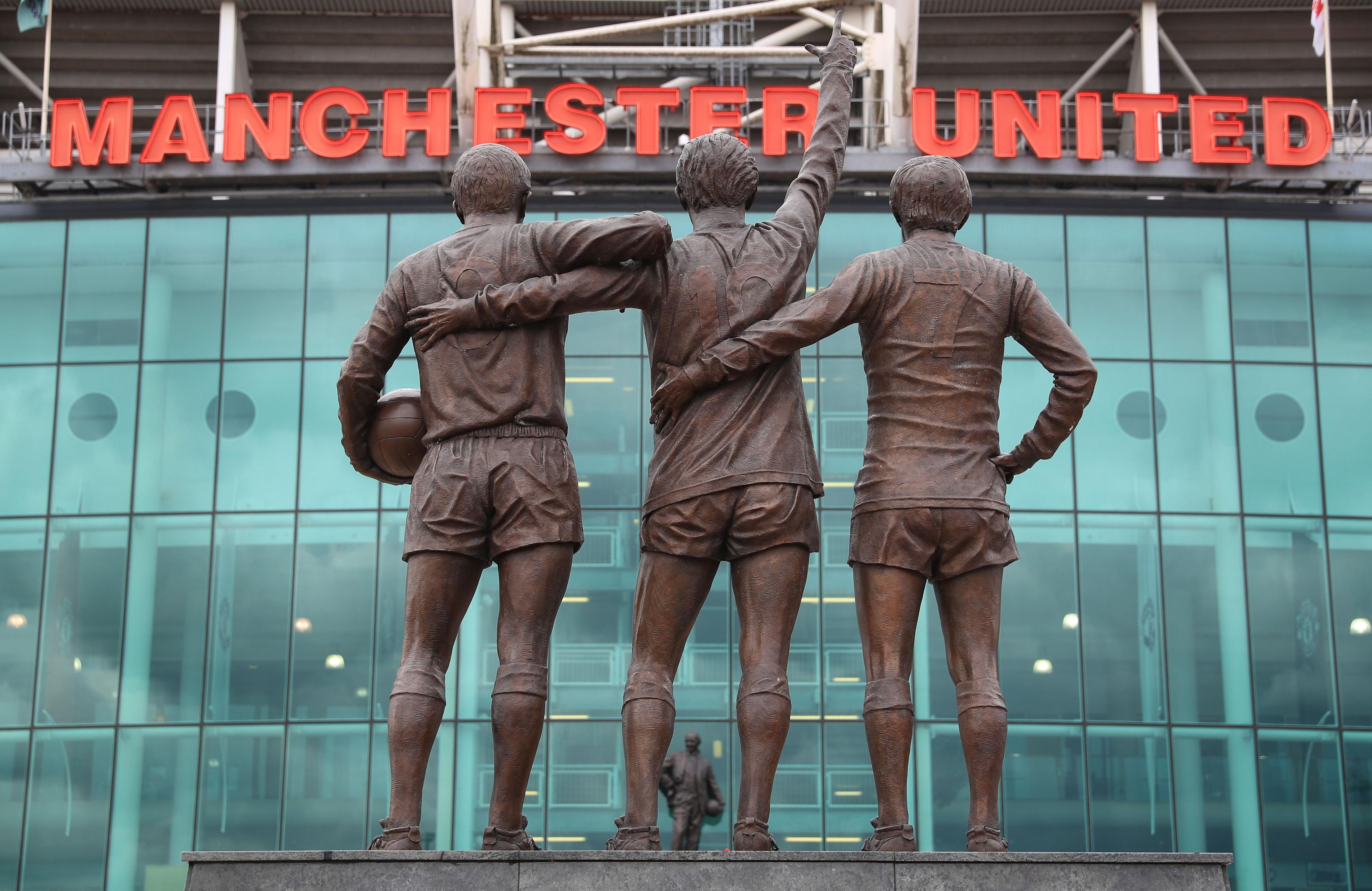 A view of the Holy Trinity statue outside Old Trafford