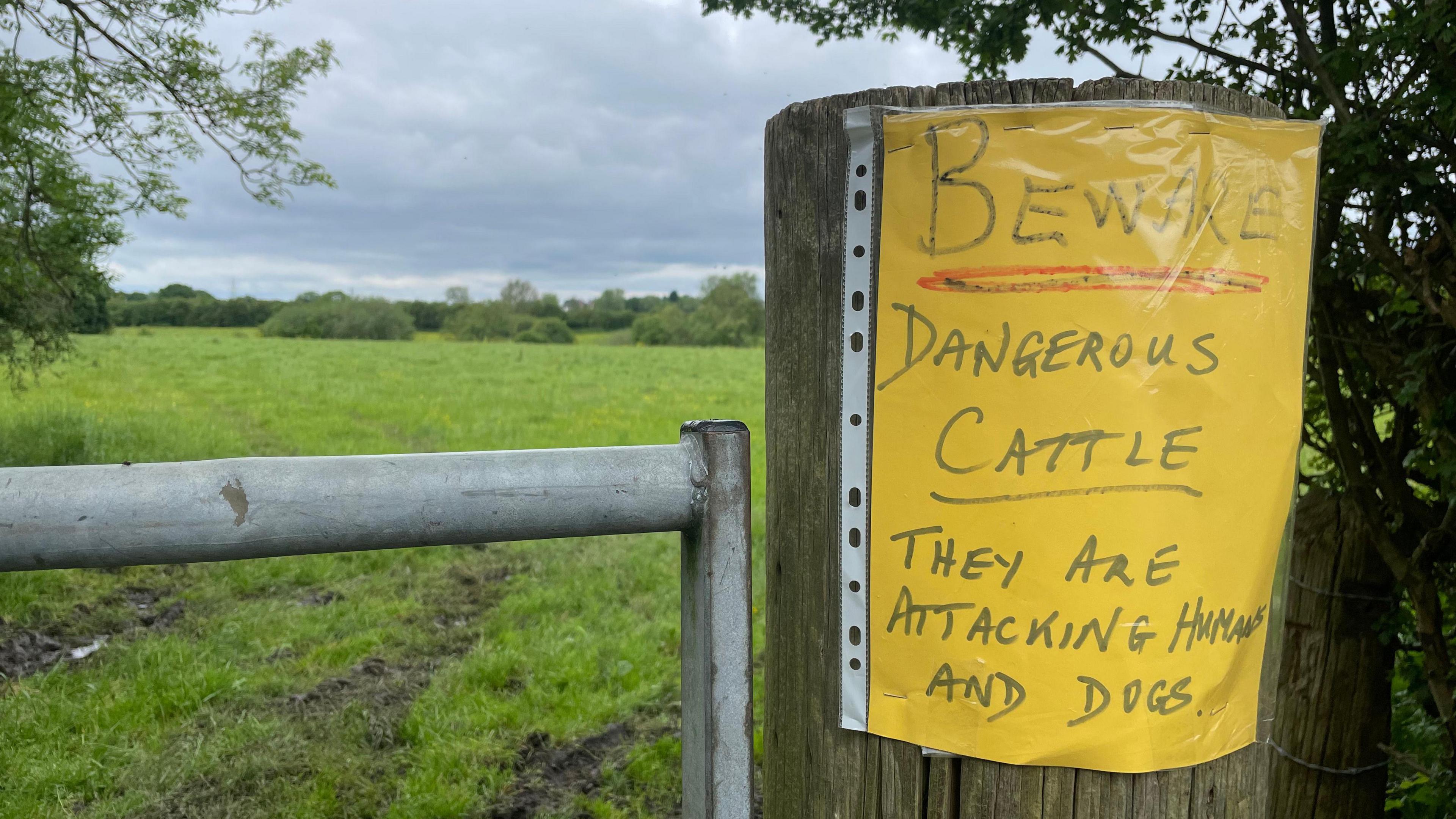 Sign at the scene