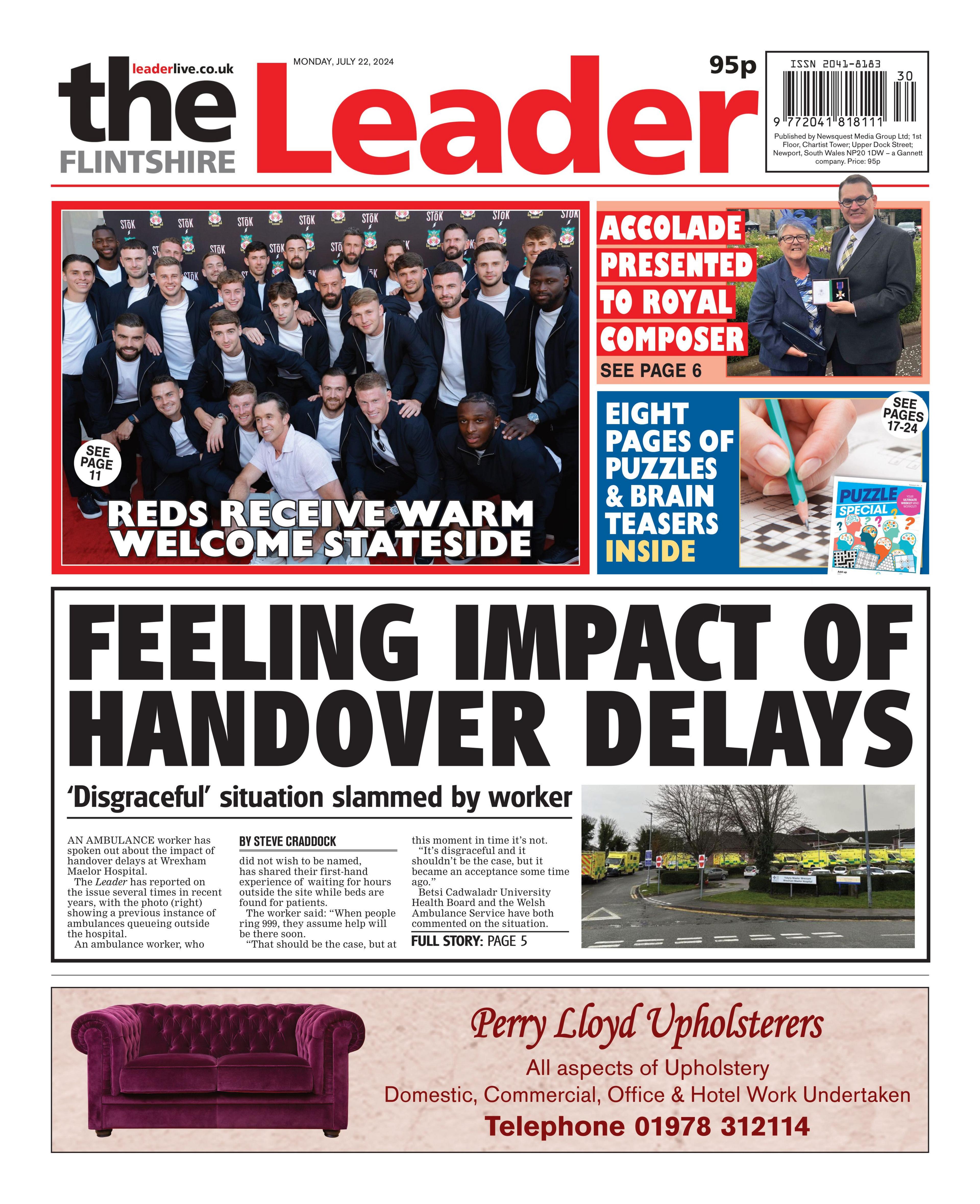 Front page of the Flintshire Leader 