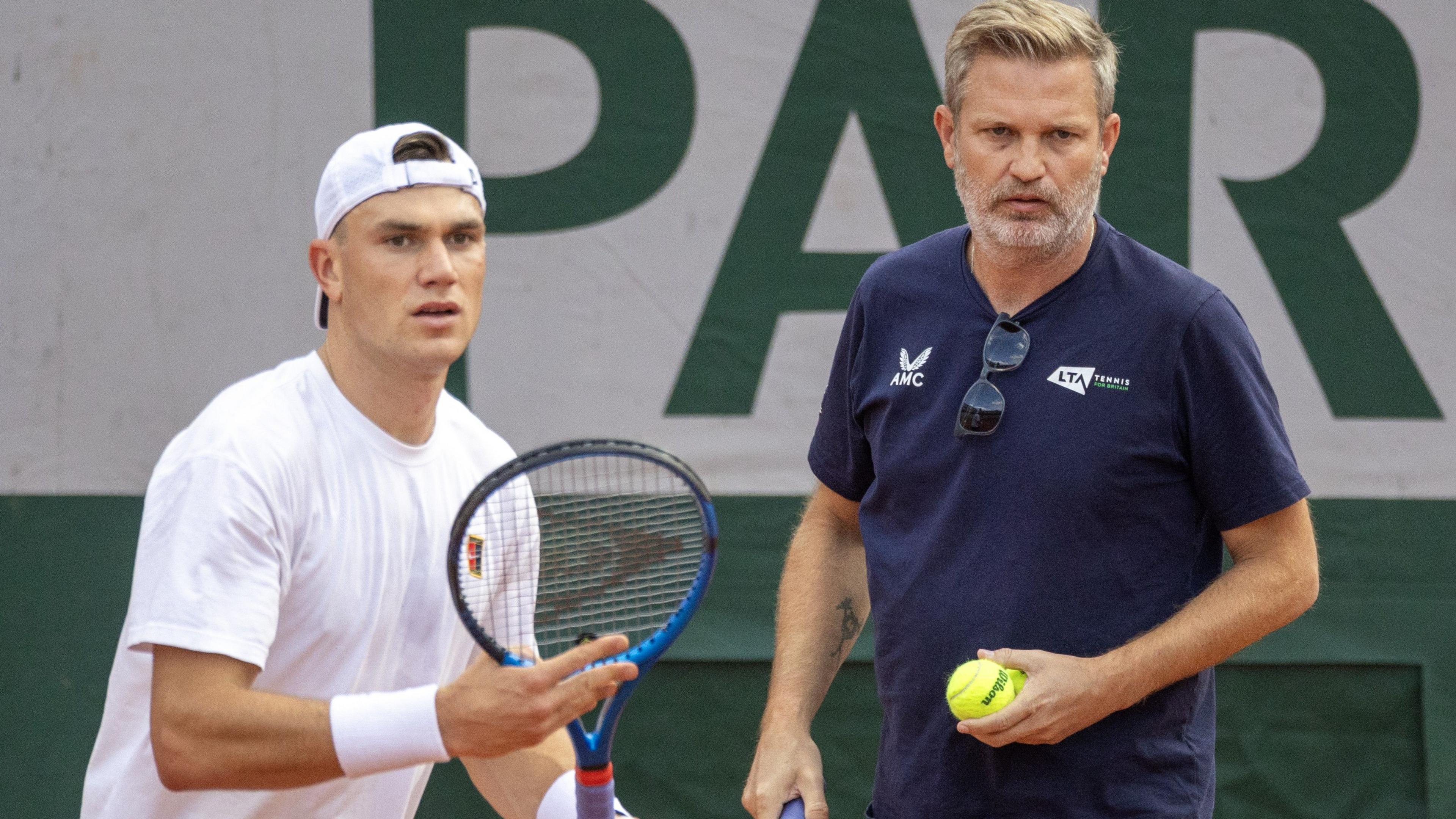 Jack Draper with James Trotman during the 2025 French Open