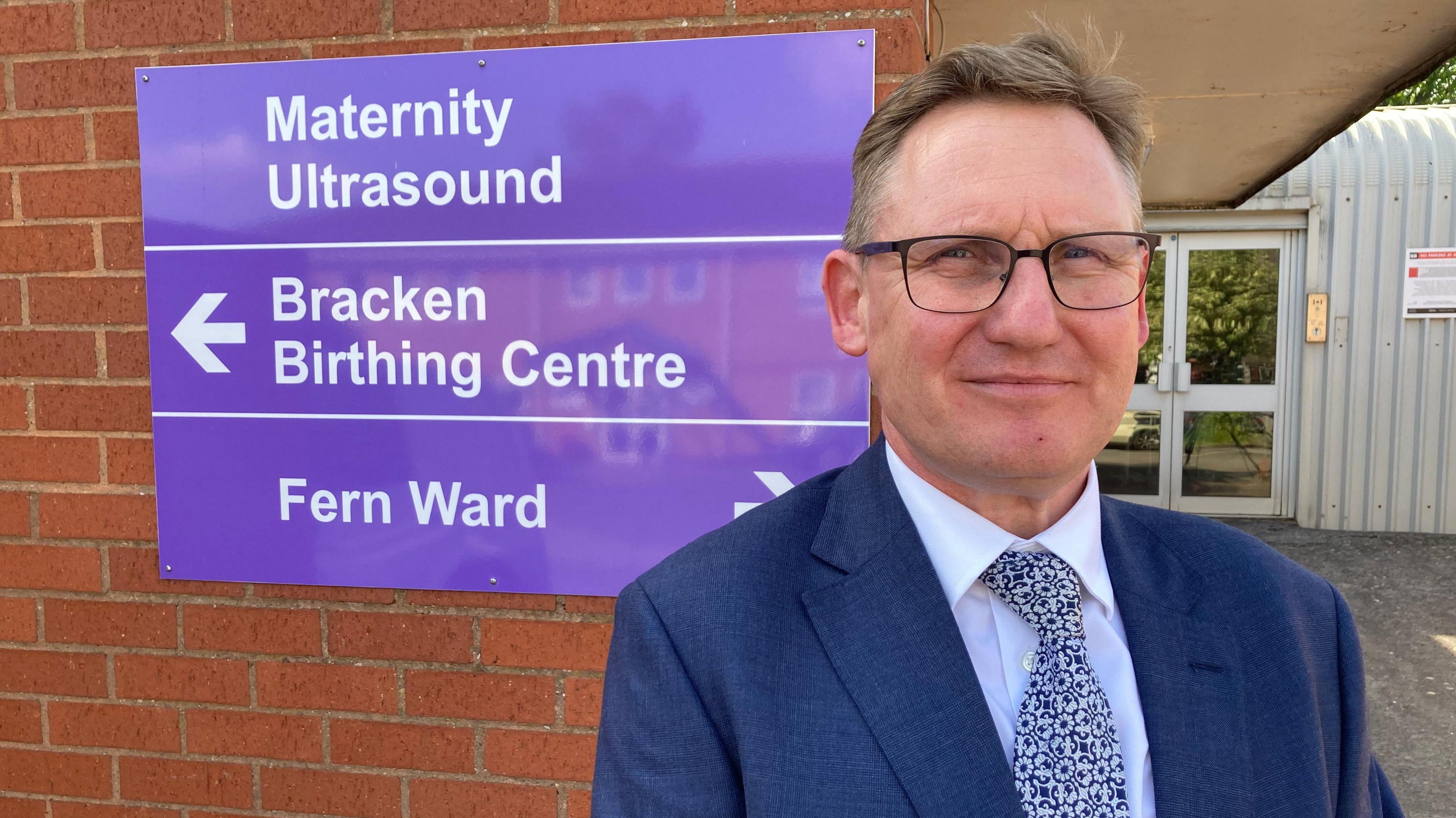 Peter Lewis outside Musgrove Park Hospital