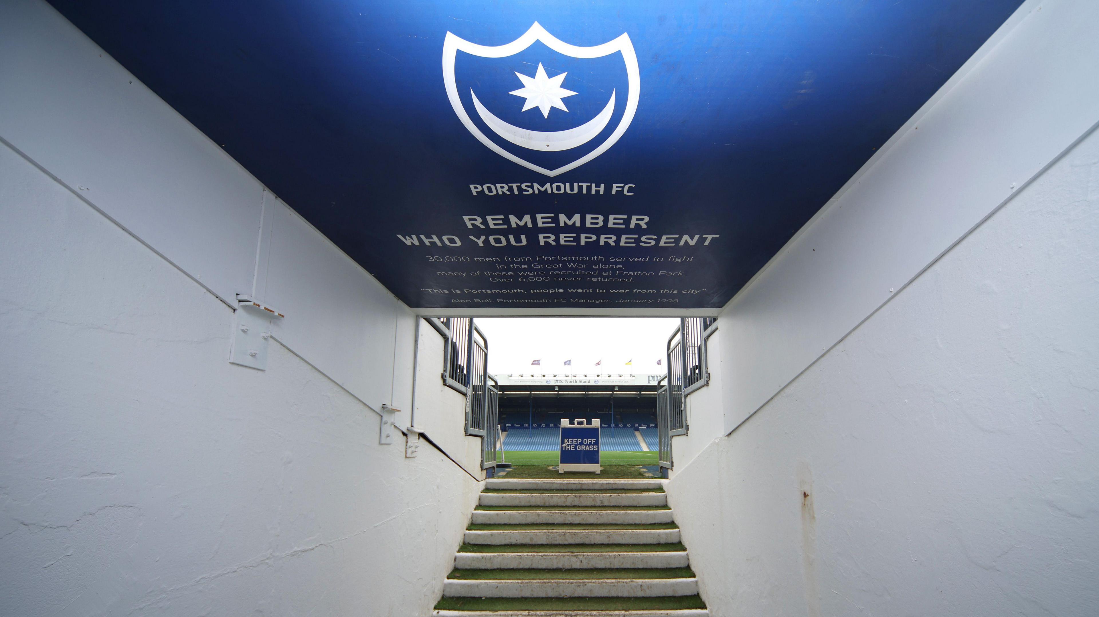 Fratton Park's tunnel before a game