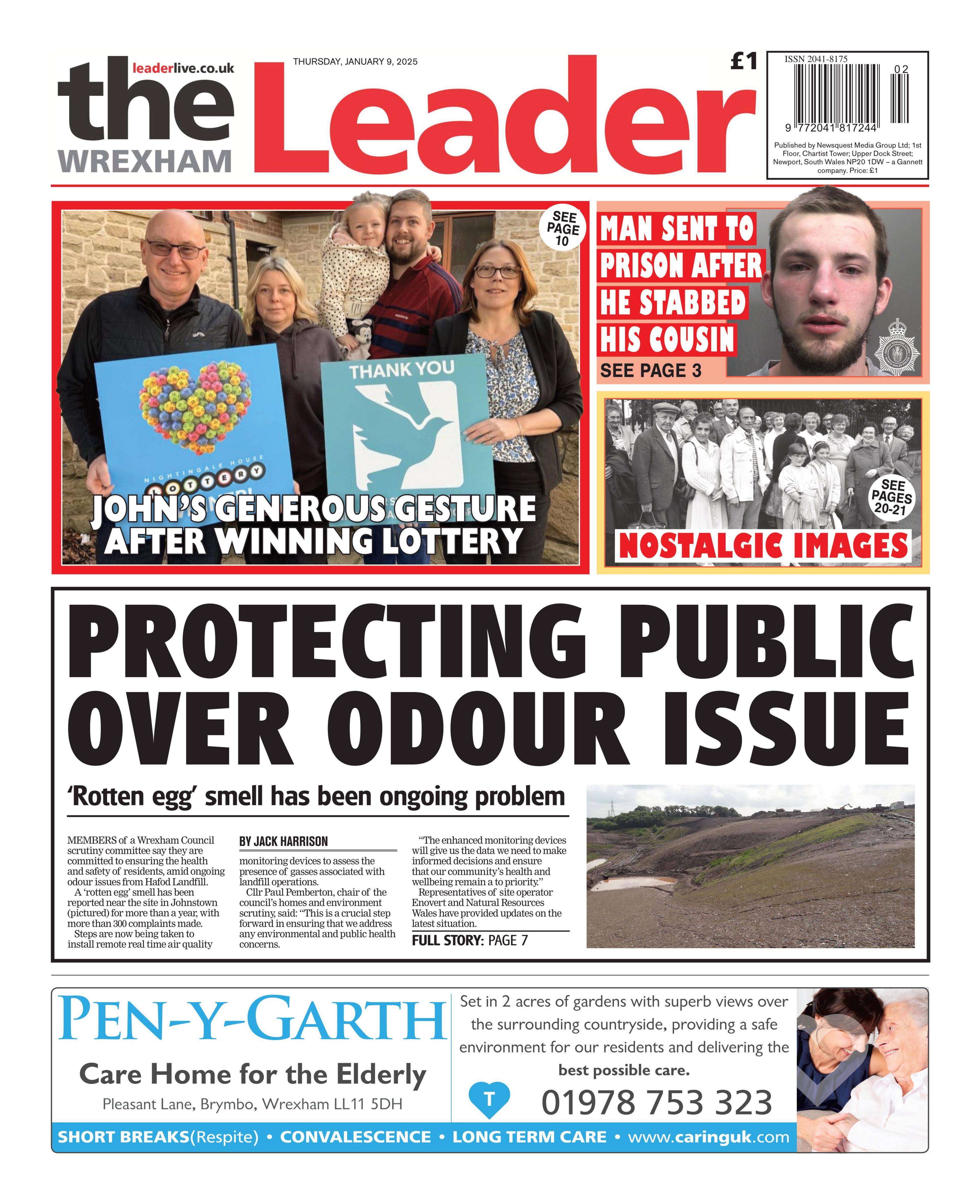 The front page of the Wrexham Leader 