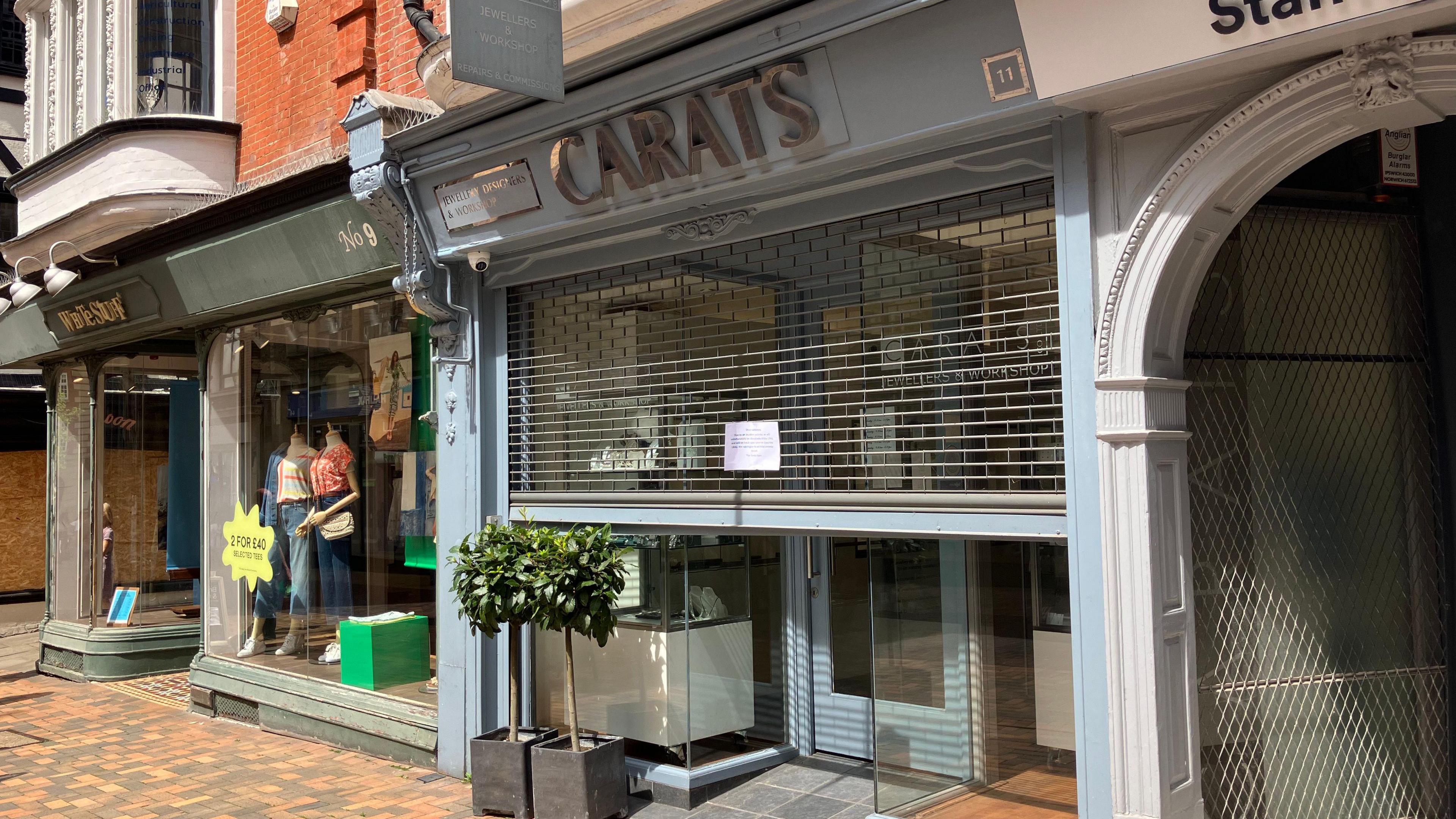 Carat's Jewellers in Buttermarket after it suffered a burglary