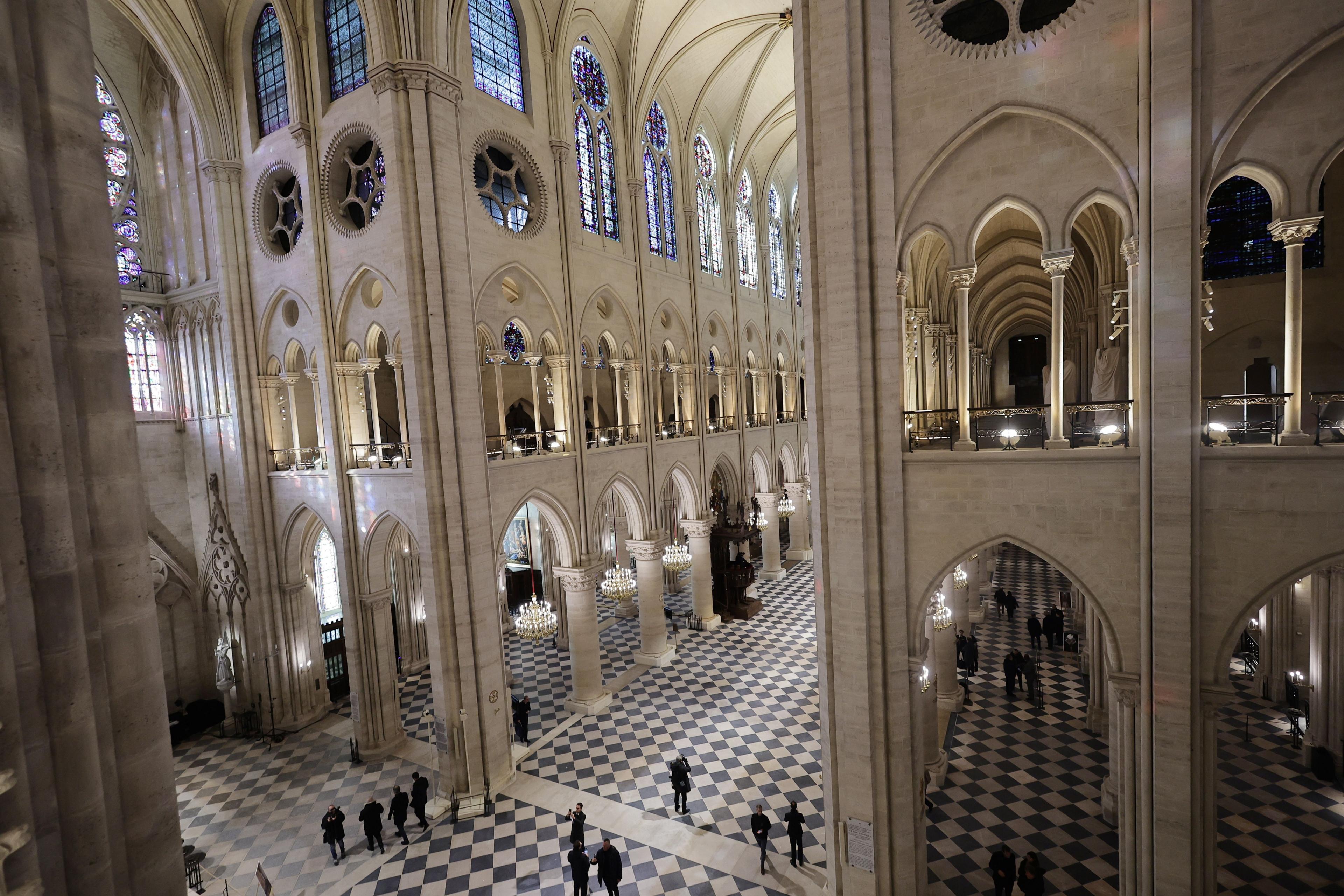 An interior view of the Notre-Dame cathedral. 