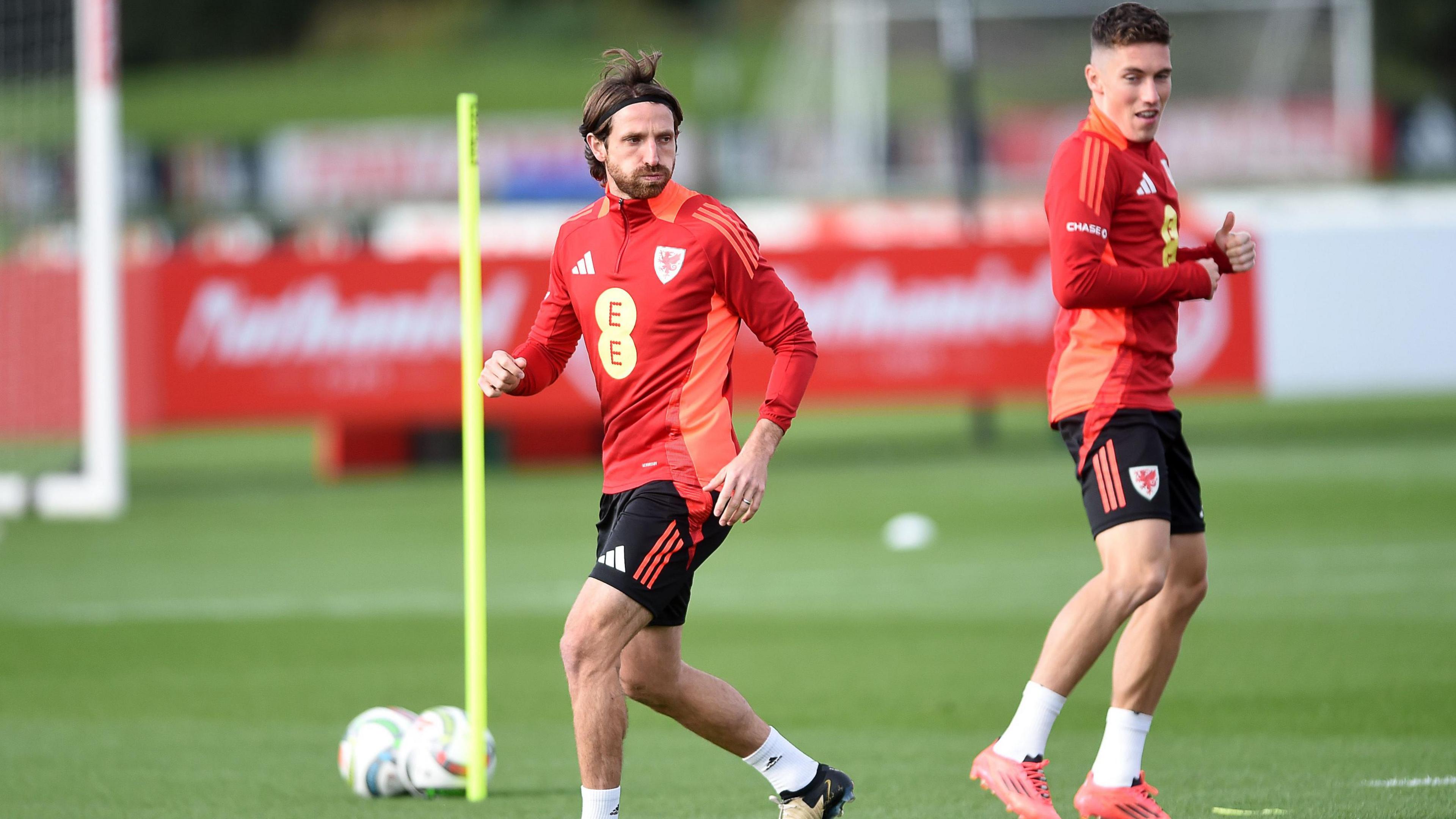 Joe Allen and Harry Wilson prepare to face Iceland during Wales training