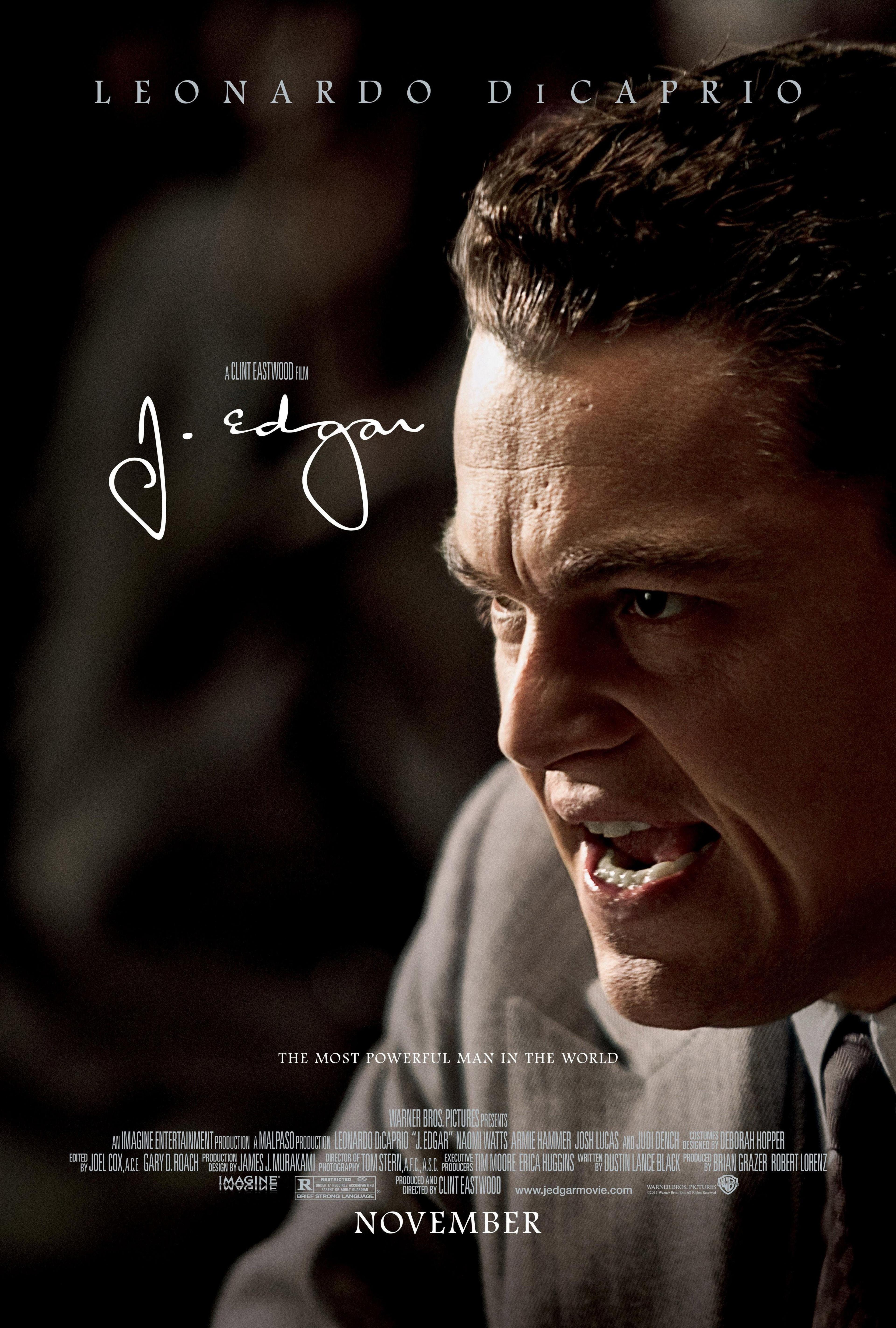 Leonardo DiCaprio's angry face as a likeness of Mr Hoover