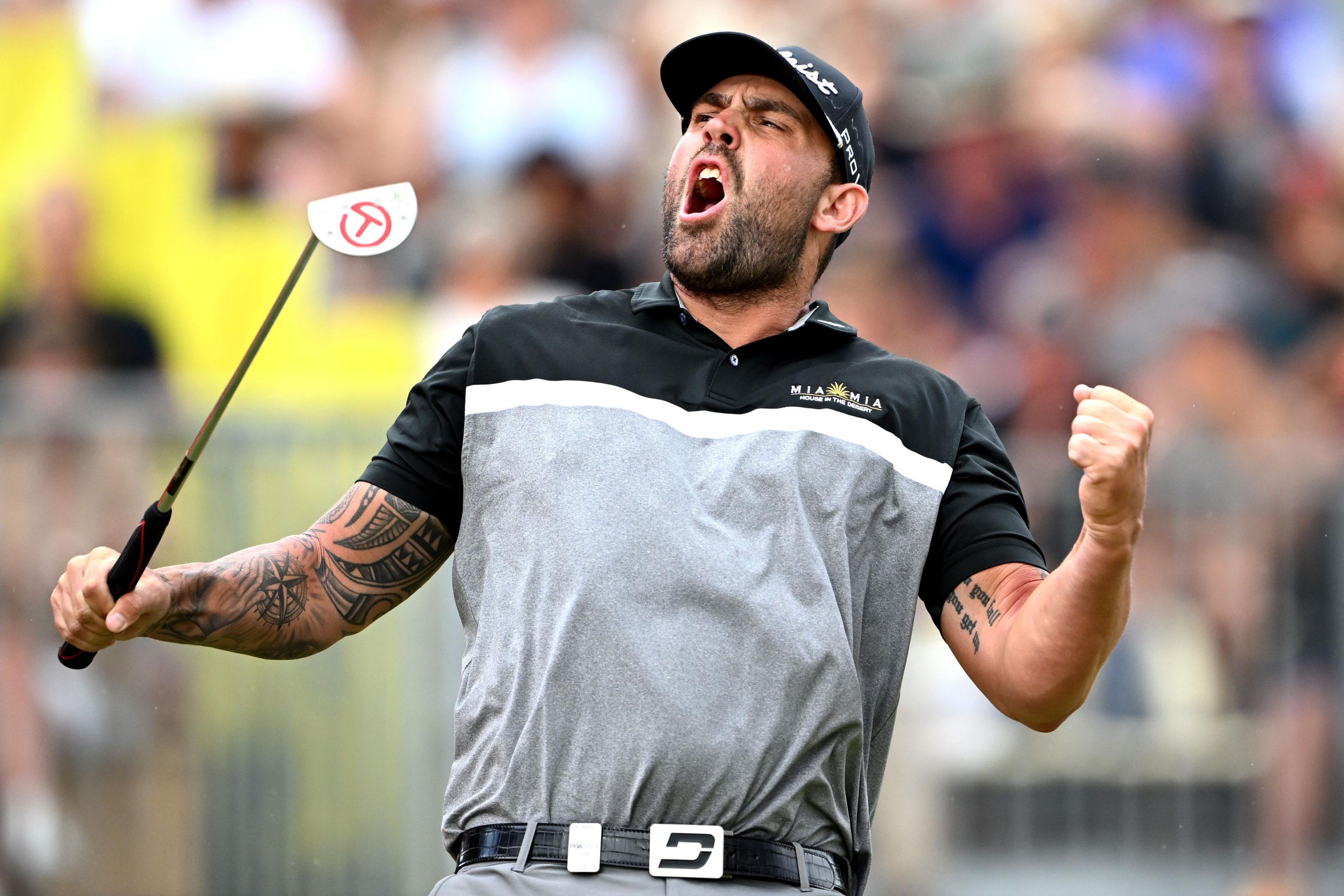 Australias Ryan Peake celebrates after winning the New Zealand Open at Millbrook Resort in Queenstown, New Zealand