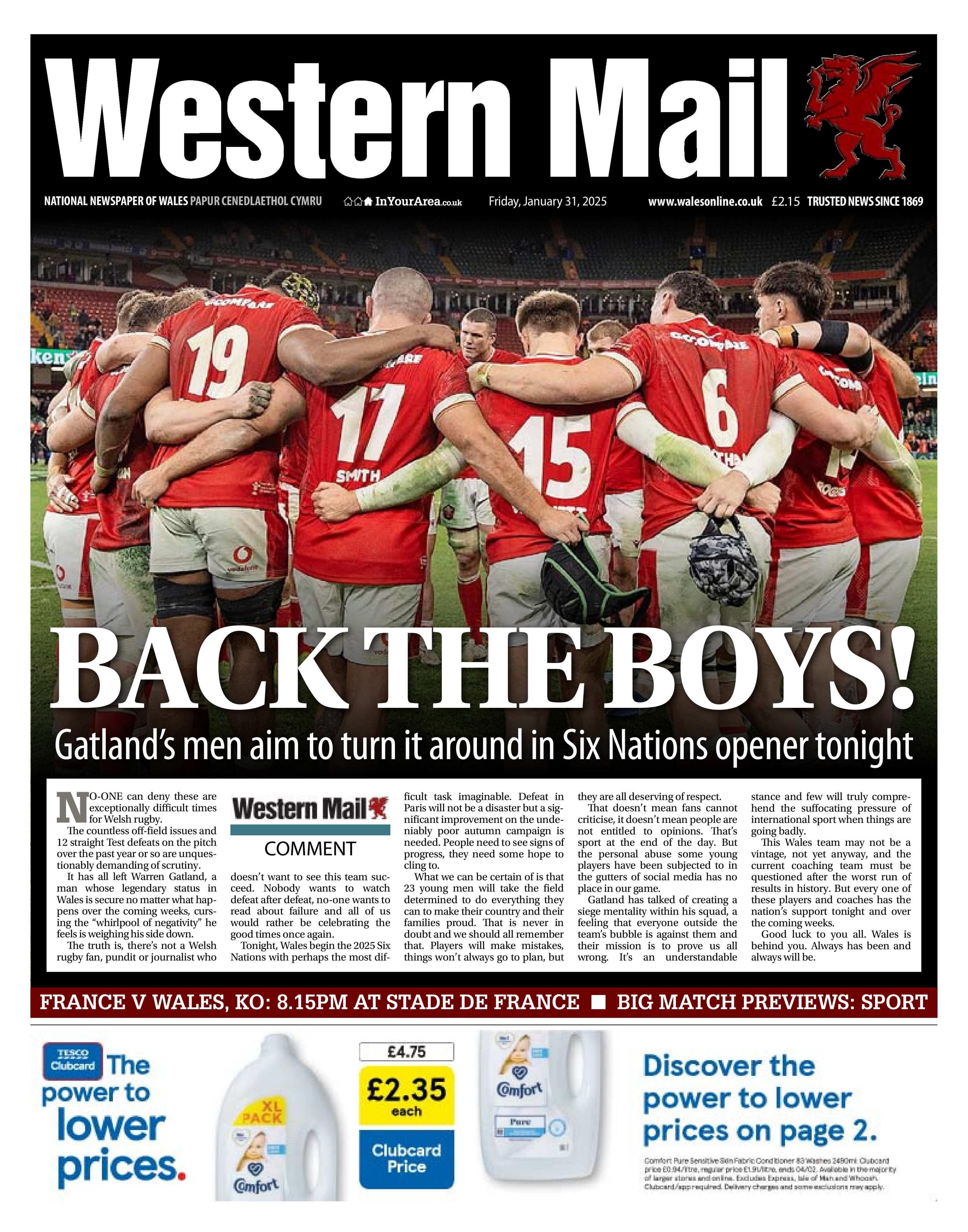 Western Mail front page