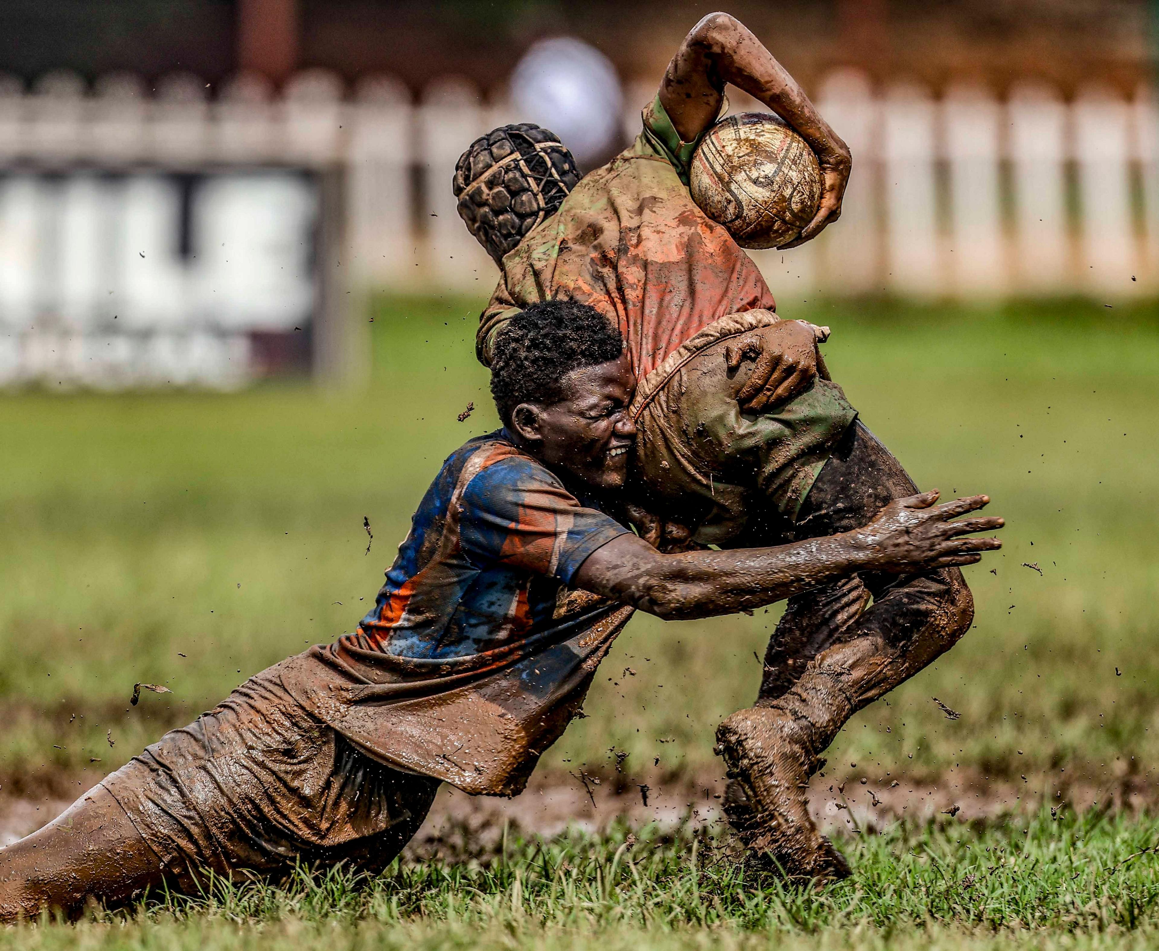 Age grade children participate in a rugby game at Kyadondo rugby club after the rain. Kyadondo rugby grounds is commonly referred to as the home of Ugandan Rugby and has provided opportunity to children to participate in the game of rugby