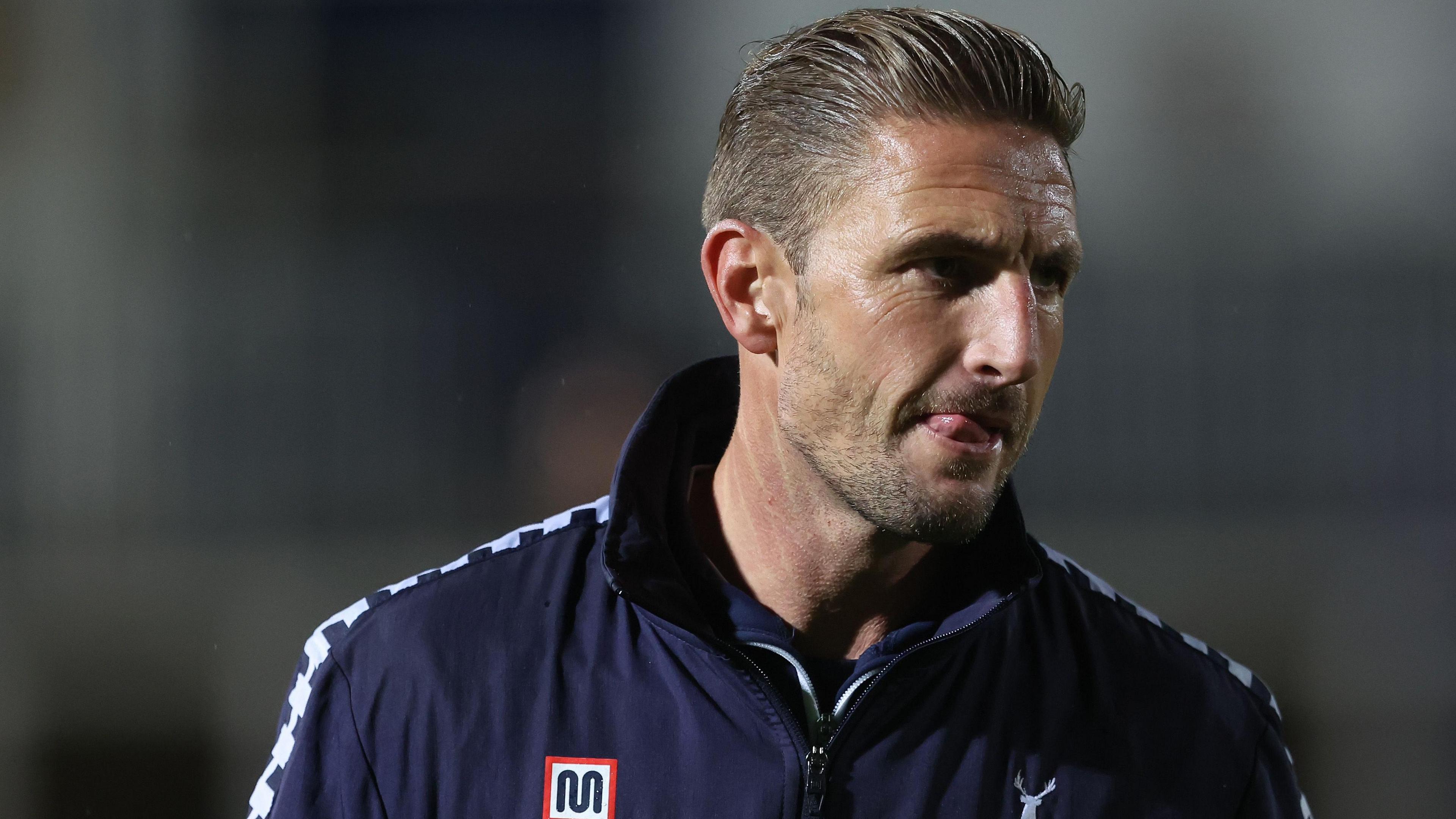 Gary Liddle looks on during a Hartlepool United match earlier this season